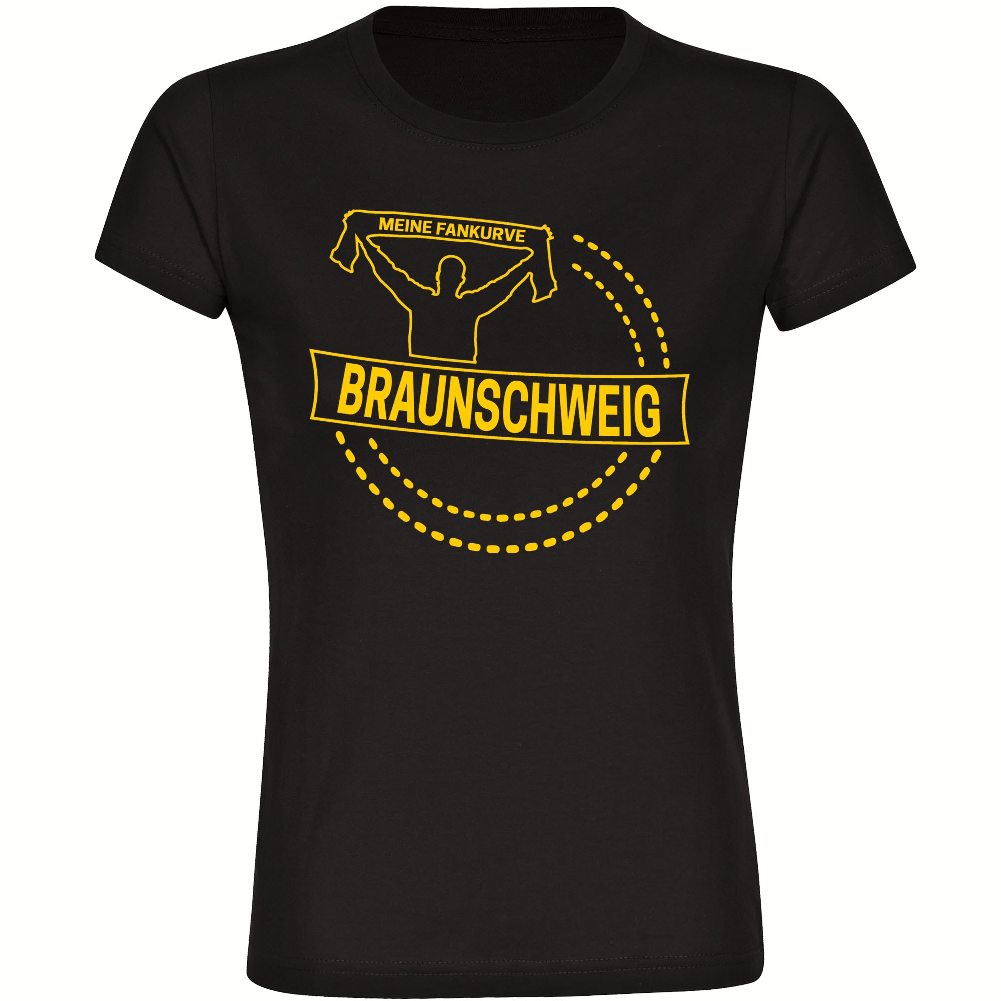 multifanshop Damen T-Shirt - Braunschweig - Meine Fankurve - Druck gelb - Frauen 