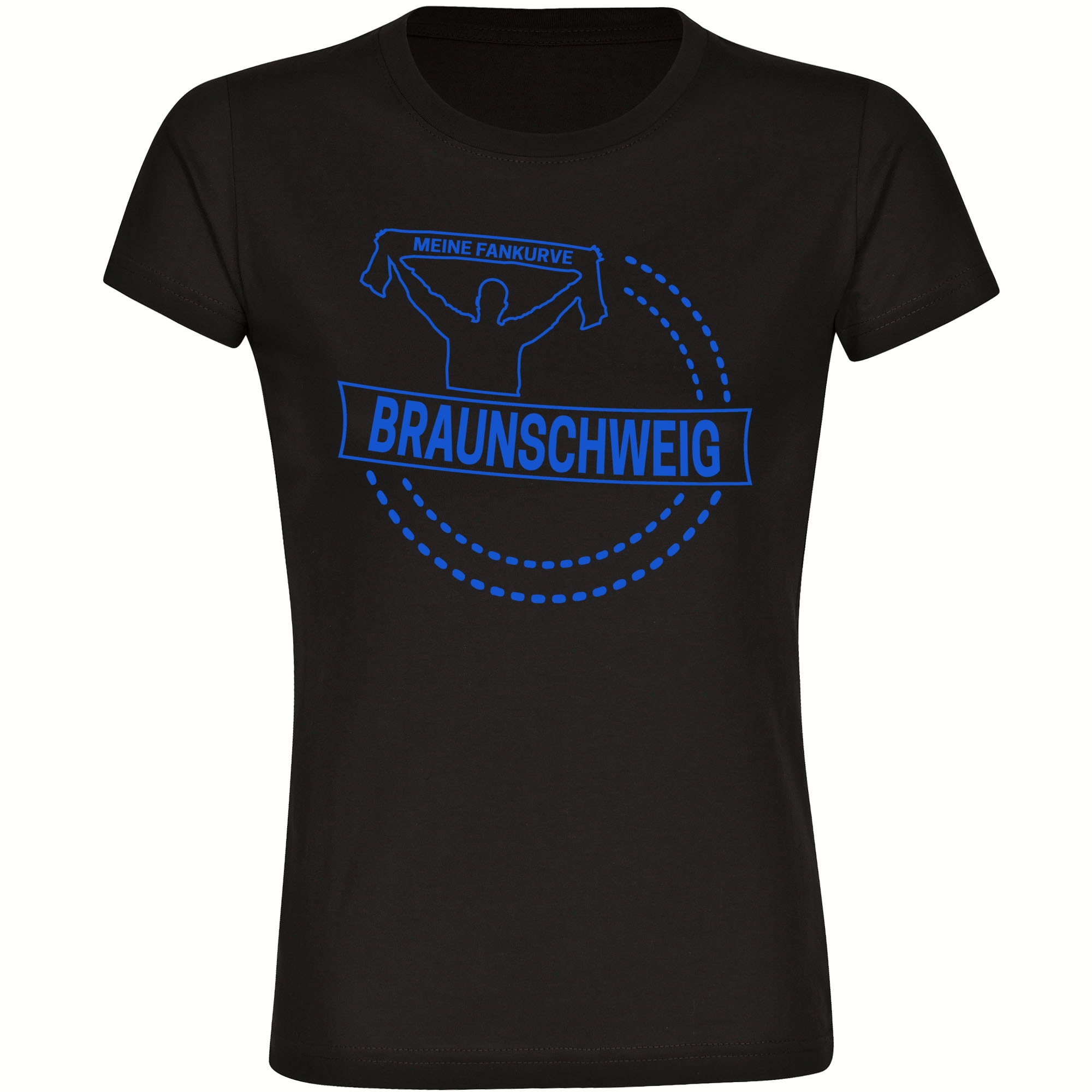 multifanshop Damen T-Shirt - Braunschweig - Meine Fankurve - Druck blau - Frauen 