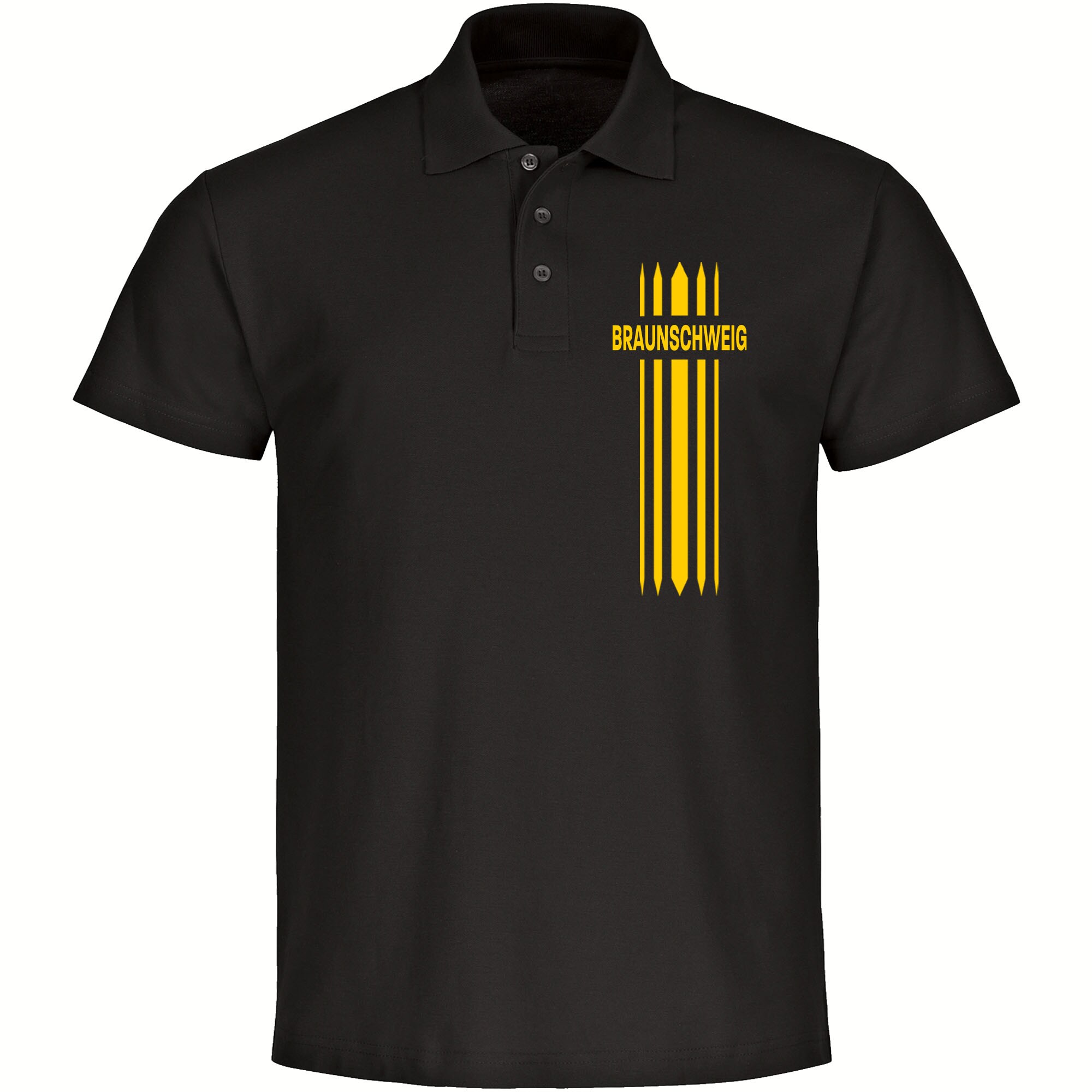 multifanshop Poloshirt - Braunschweig - Streifen - Druck gelb - Polo 