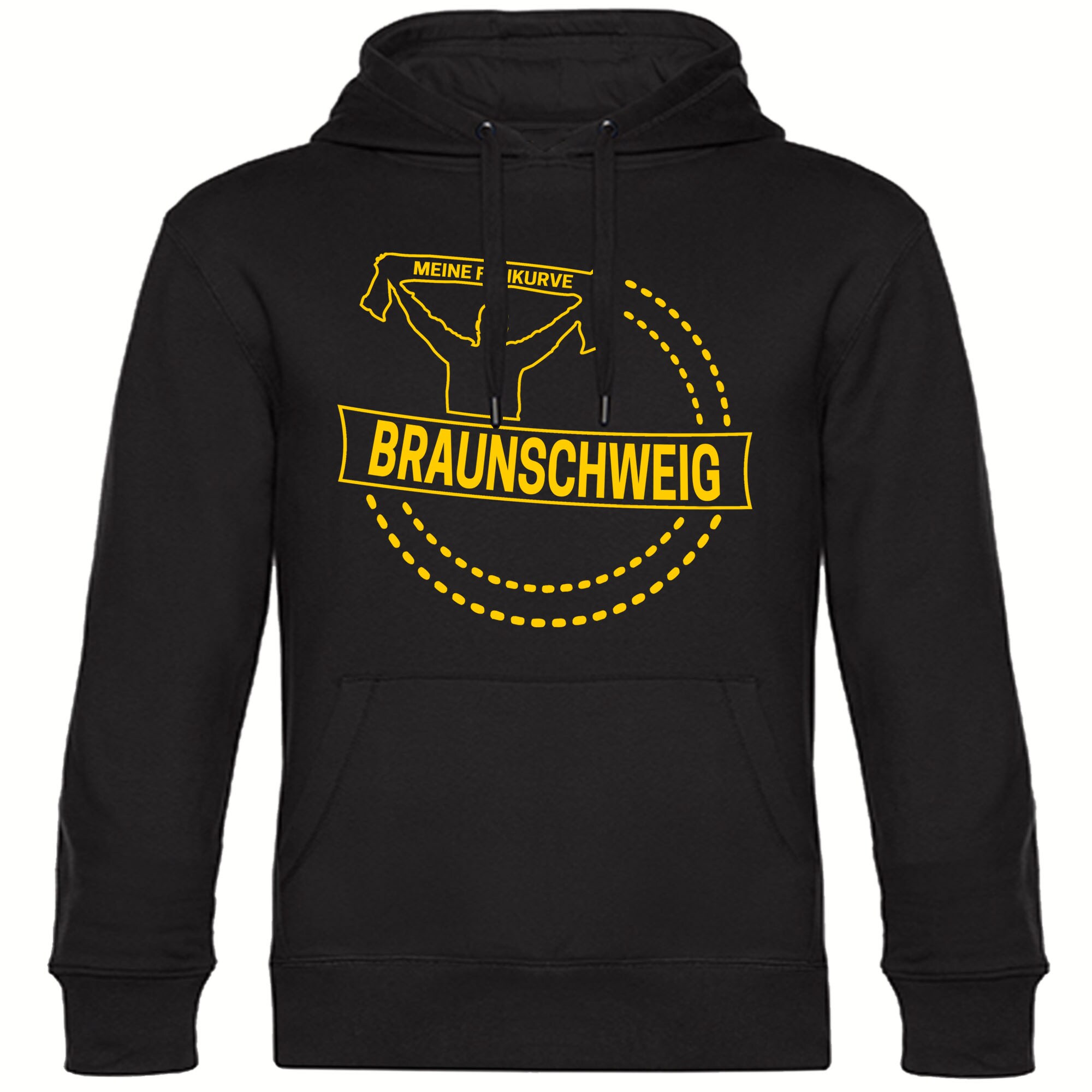 multifanshop Kapuzen Sweatshirt - Braunschweig - Meine Fankurve - Druck gelb - Hoodie 