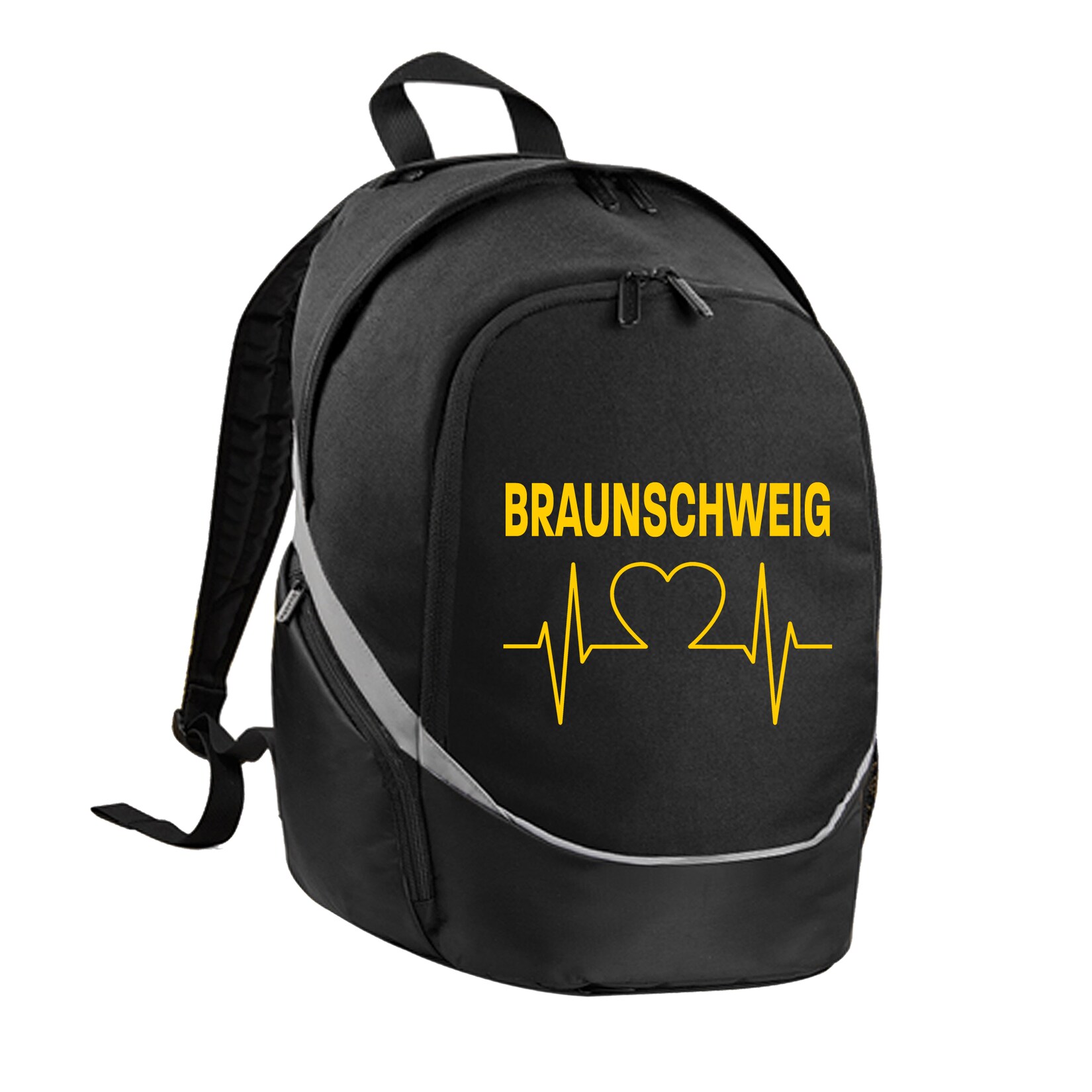 Rucksack - Braunschweig - Herzschlag - Druck gelb - Tasche