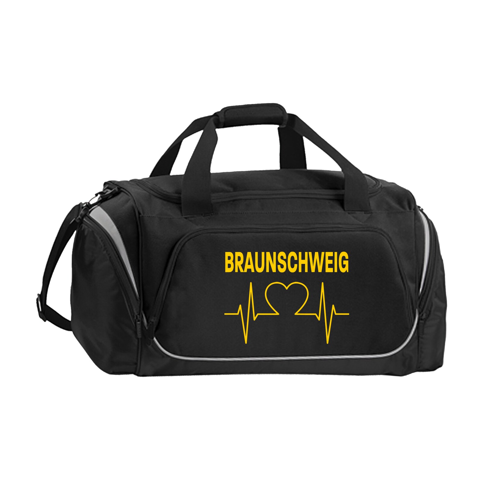 Sporttasche - Braunschweig - Herzschlag - Druck gelb - Tasche