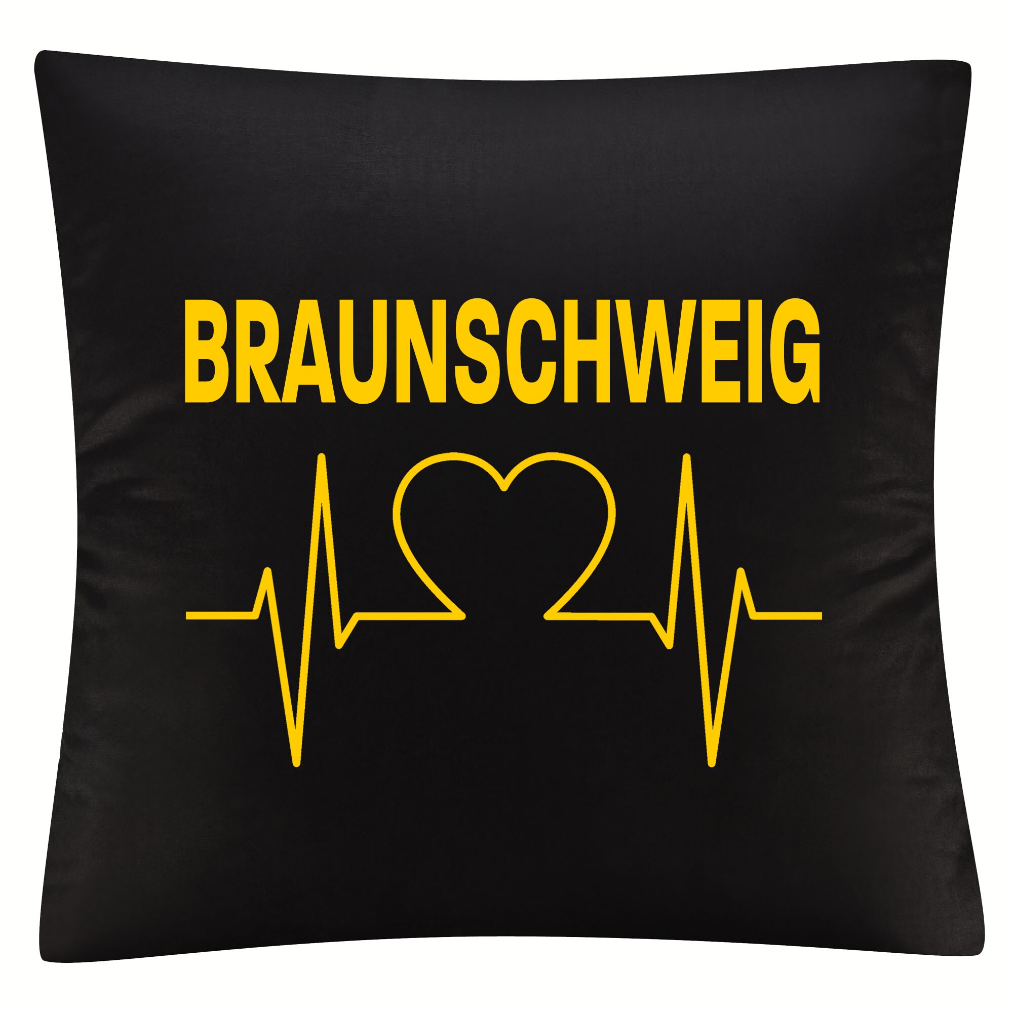 multifanshop Kissenbezug - Braunschweig - Herzschlag - Druck gelb - Kissen 
