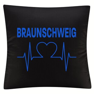 multifanshop Kissenbezug - Braunschweig - Herzschlag - Druck blau - Kissen 