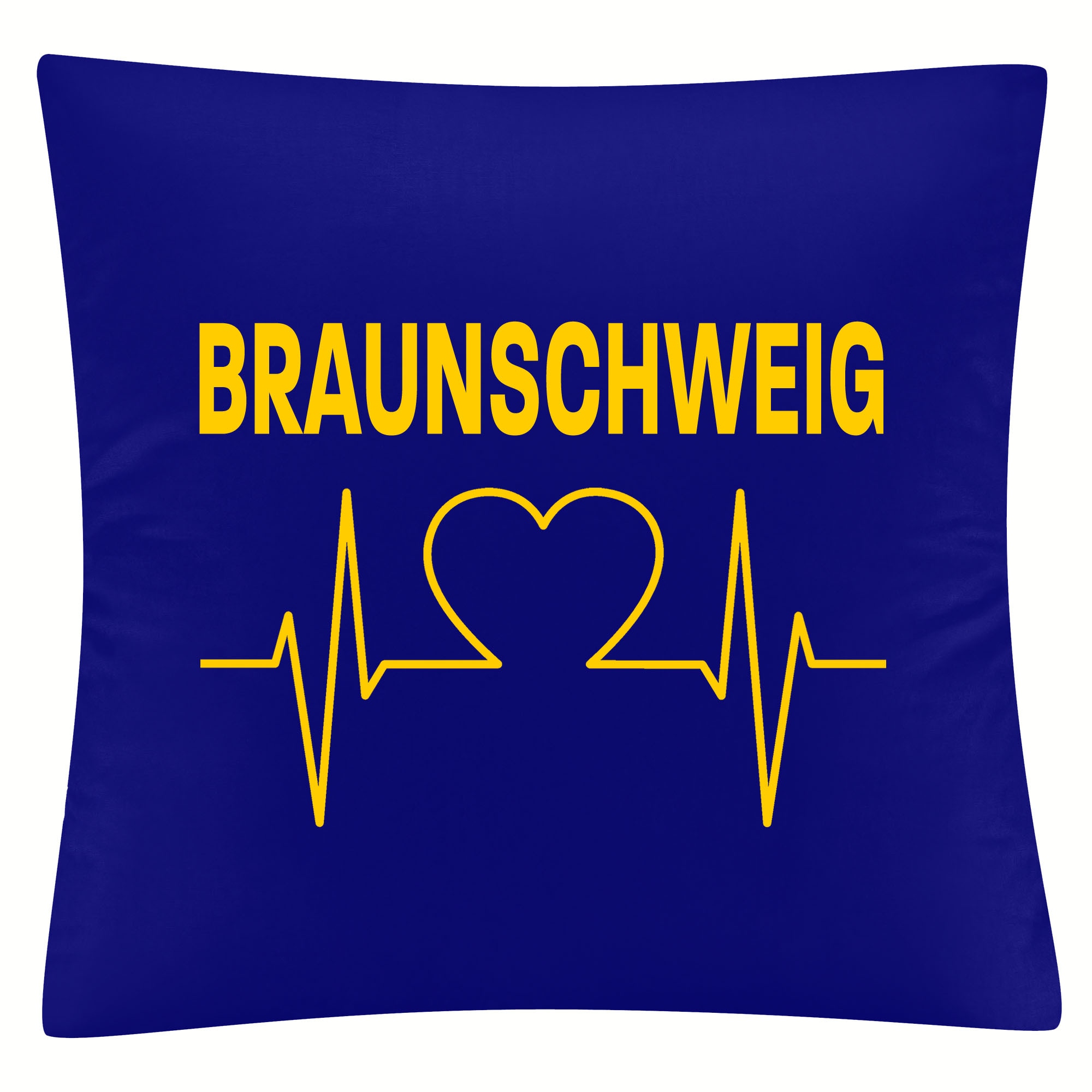 multifanshop Kissenbezug - Braunschweig - Herzschlag - Druck gelb - Kissen 