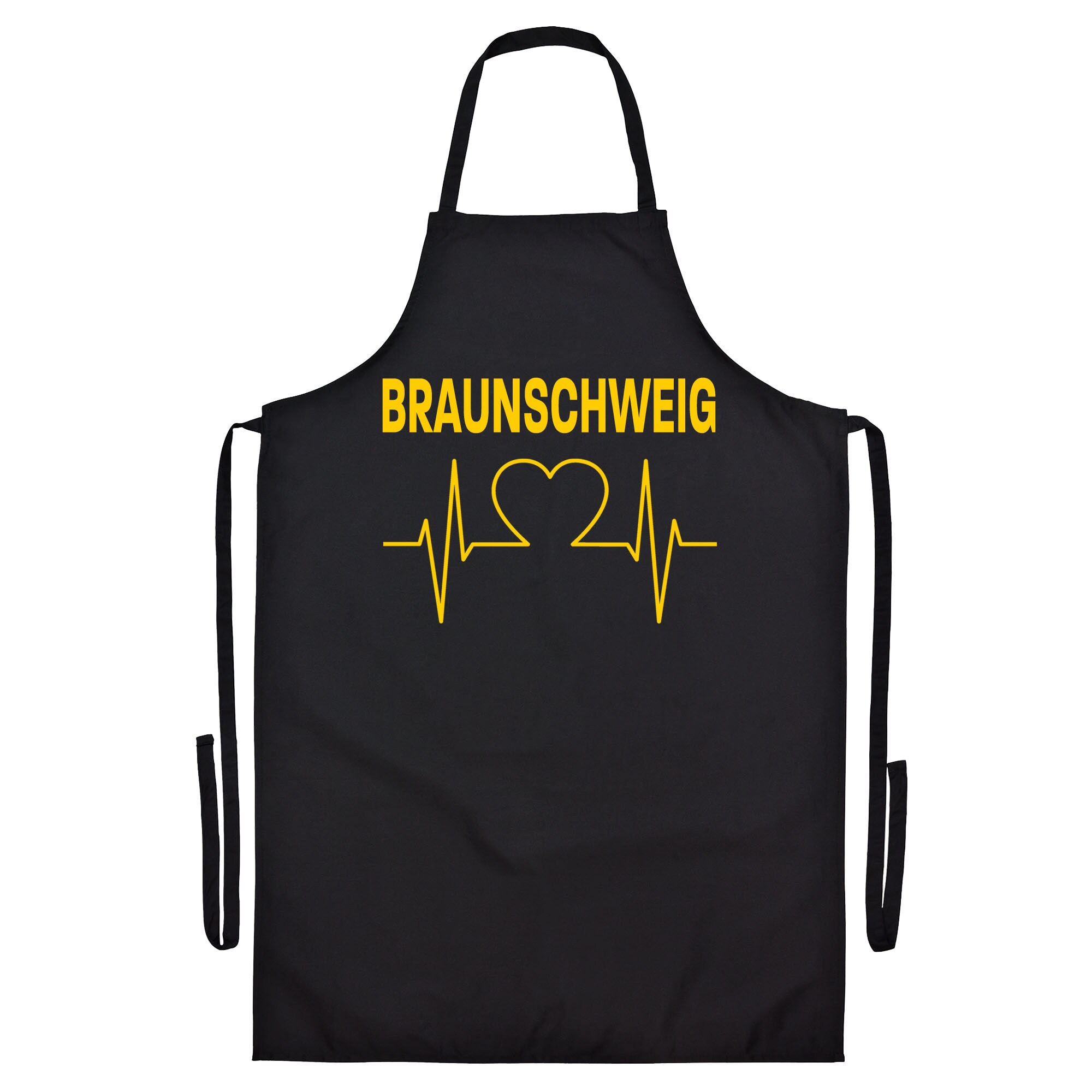 multifanshop Grillsch&uuml;rze - Braunschweig - Herzschlag - Druck gelb - Sch&uuml;rze 