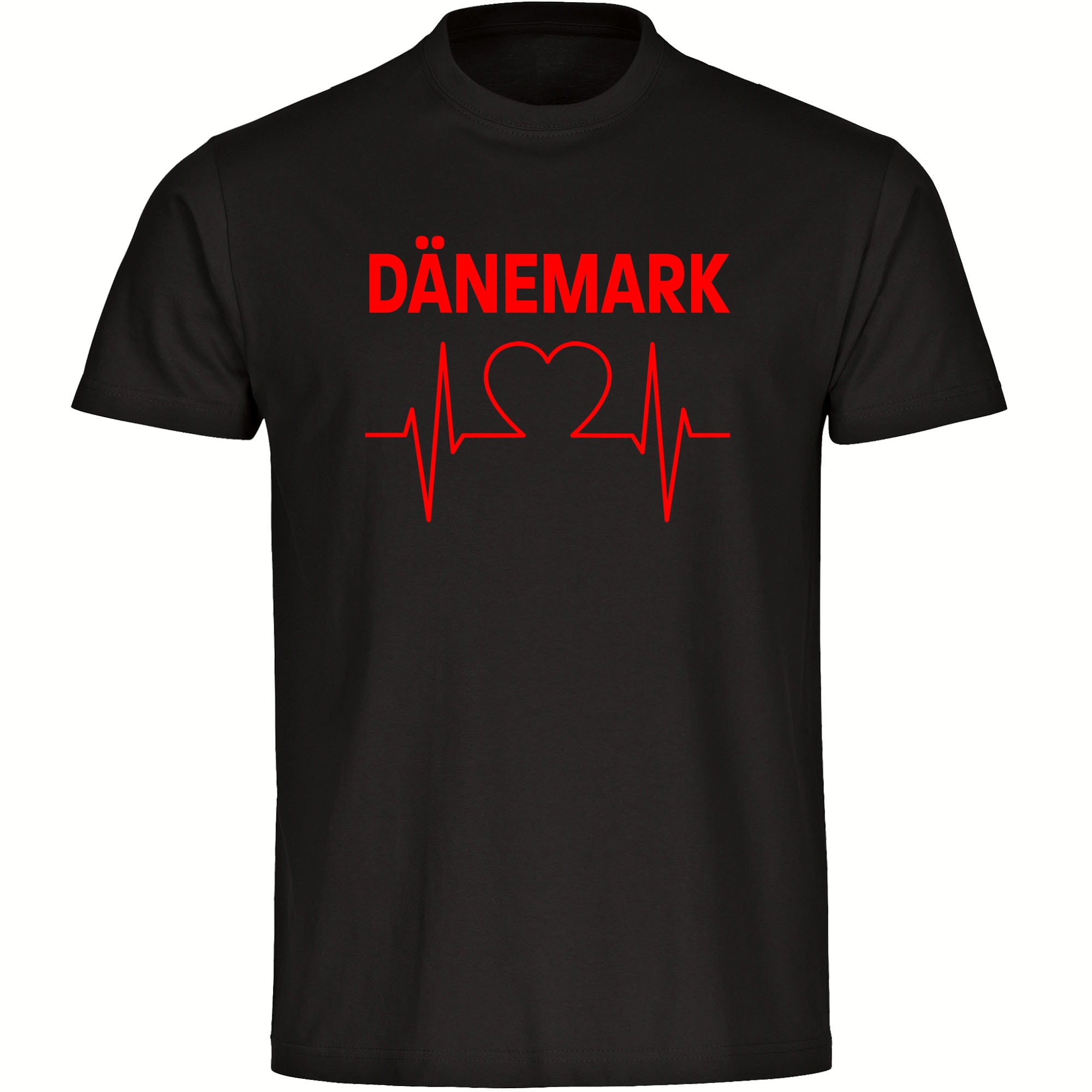 multifanshop Herren T-Shirt - D&auml;nemark - Herzschlag - Druck rot - M&auml;nner 