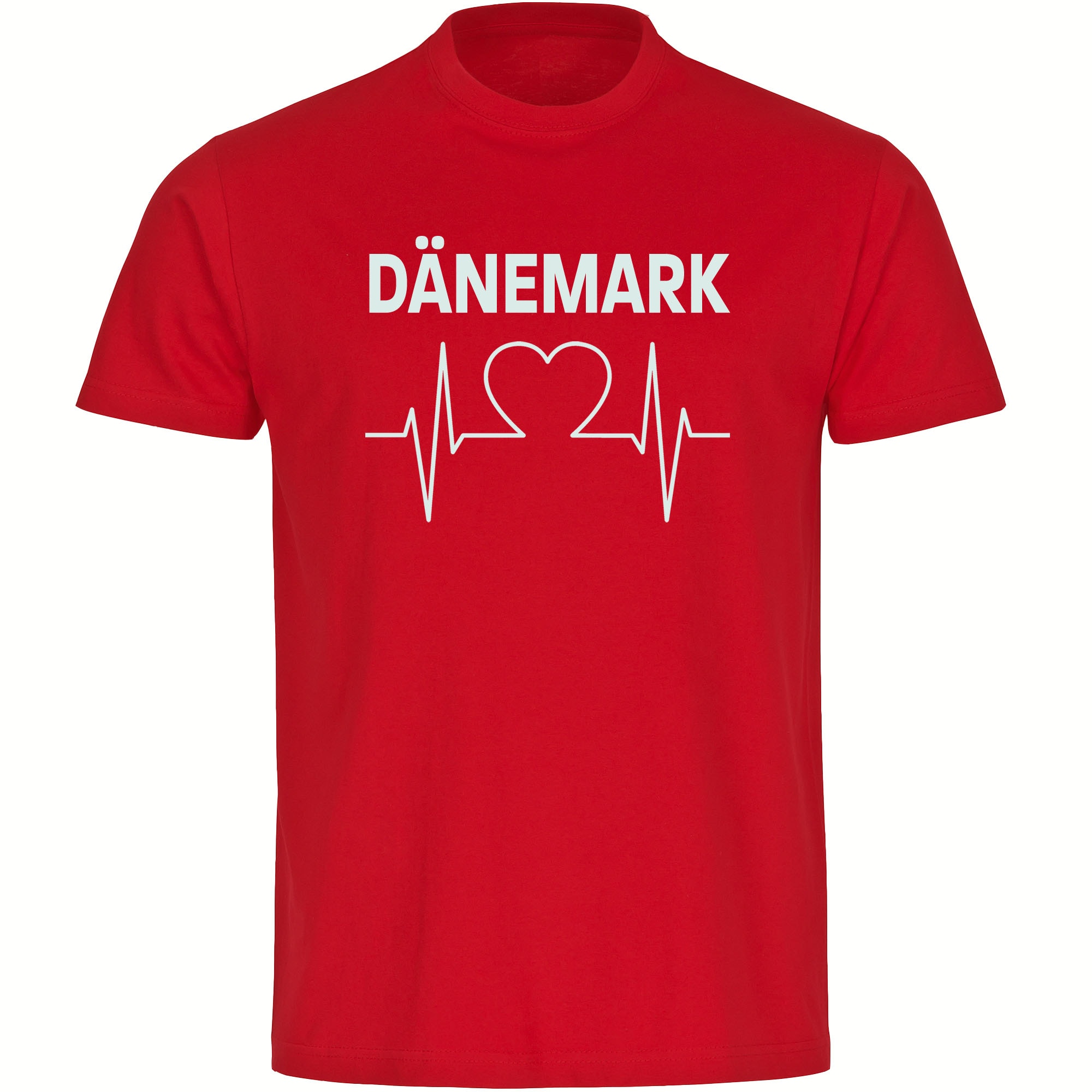 multifanshop Kinder T-Shirt - D&auml;nemark - Herzschlag - Druck wei&szlig; - Kind 