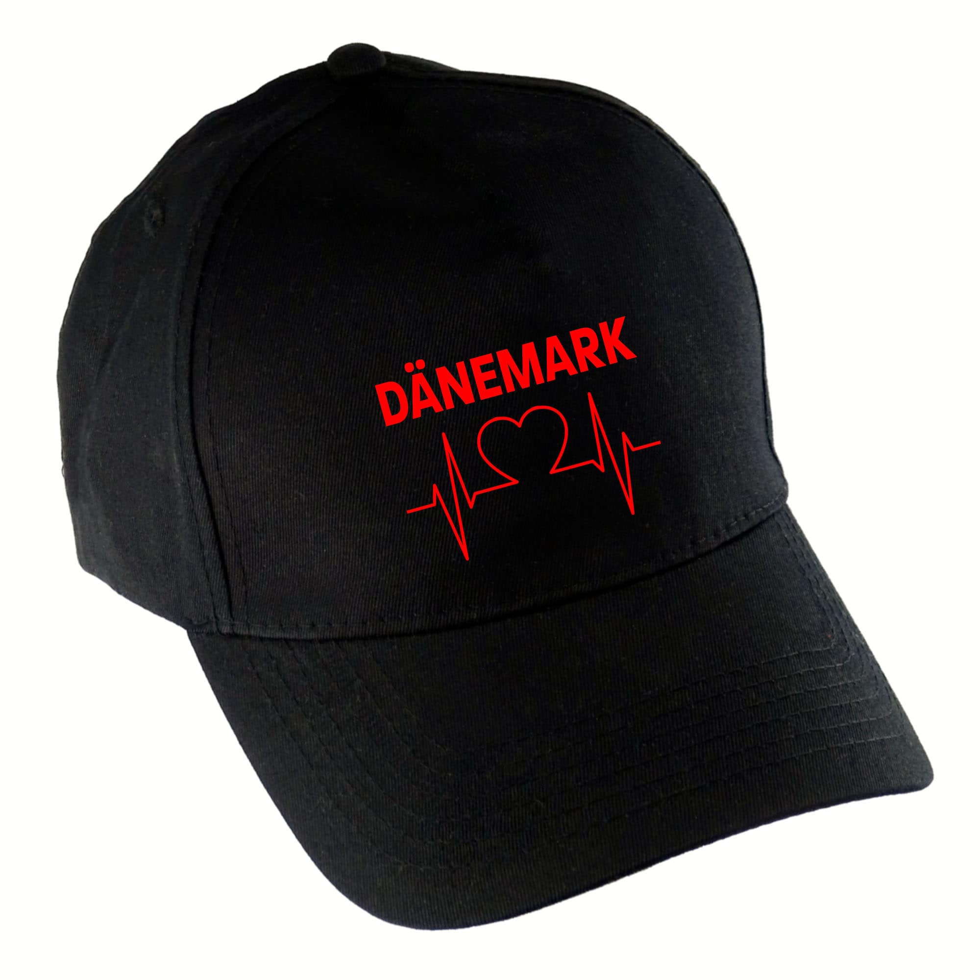 multifanshop Baseballcap - D&auml;nemark - Herzschlag - Druck rot - M&uuml;tze 
