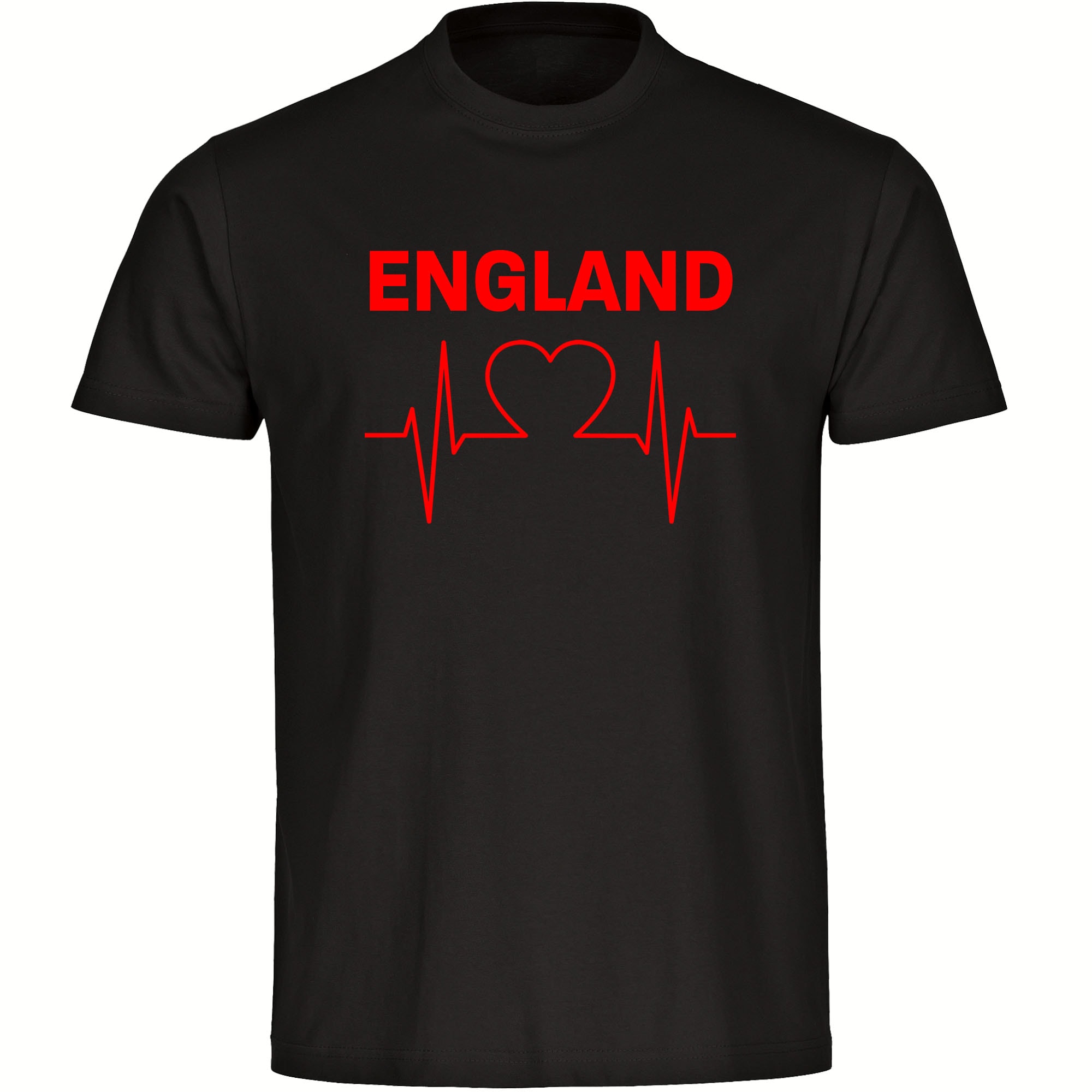 multifanshop Herren T-Shirt - England - Herzschlag - Druck rot - M&auml;nner 