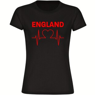 multifanshop Damen T-Shirt - England - Herzschlag - Druck rot - Frauen 