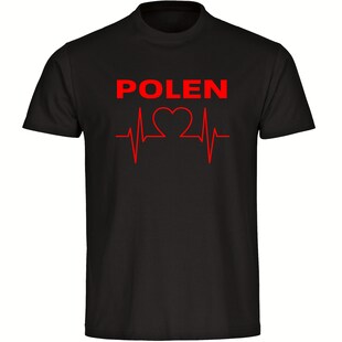 multifanshop Herren T-Shirt - Polen - Herzschlag - Druck rot - Männer 