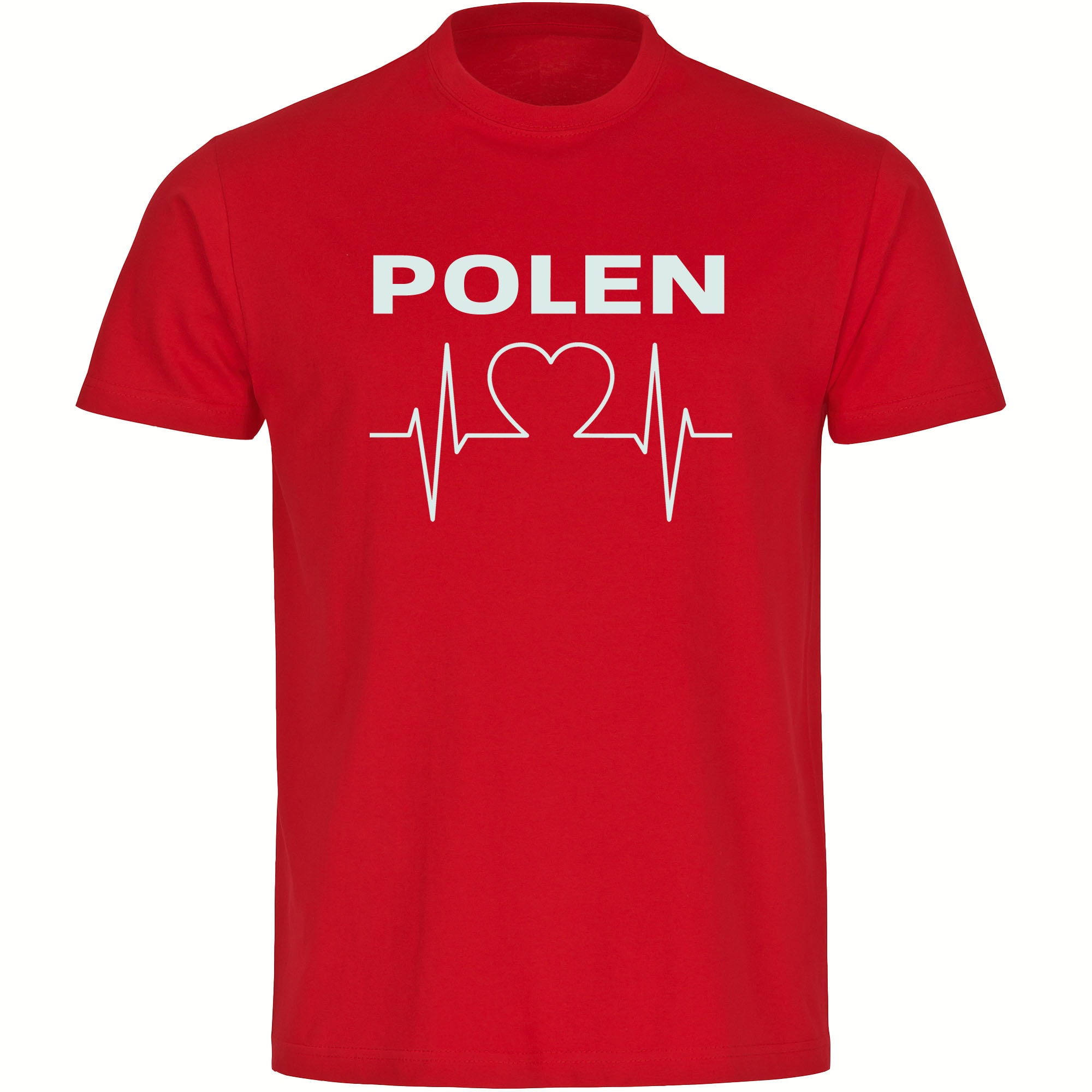 multifanshop Herren T-Shirt - Polen - Herzschlag - Druck wei&szlig; - M&auml;nner 
