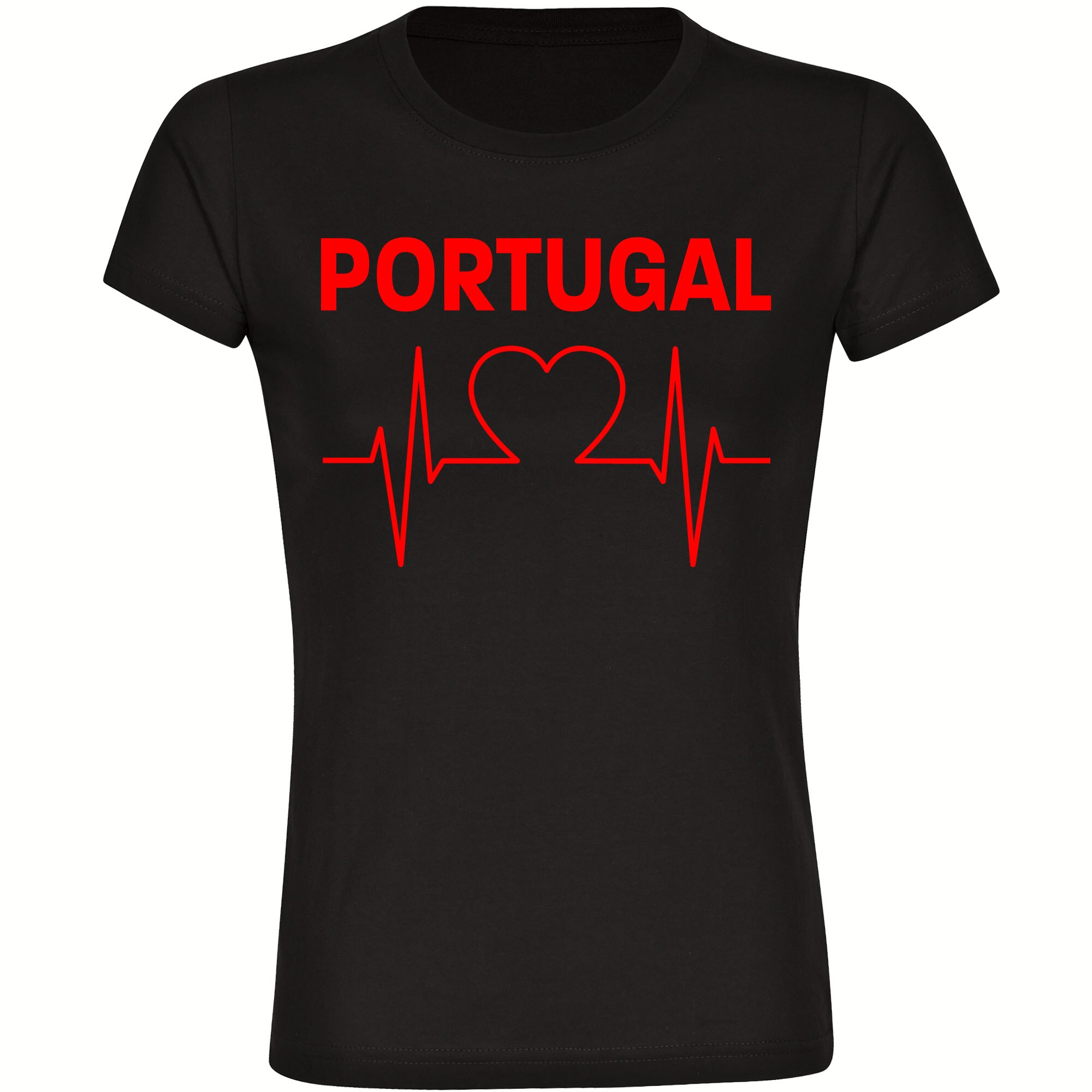 multifanshop Damen T-Shirt - Portugal - Herzschlag - Druck rot - Frauen 