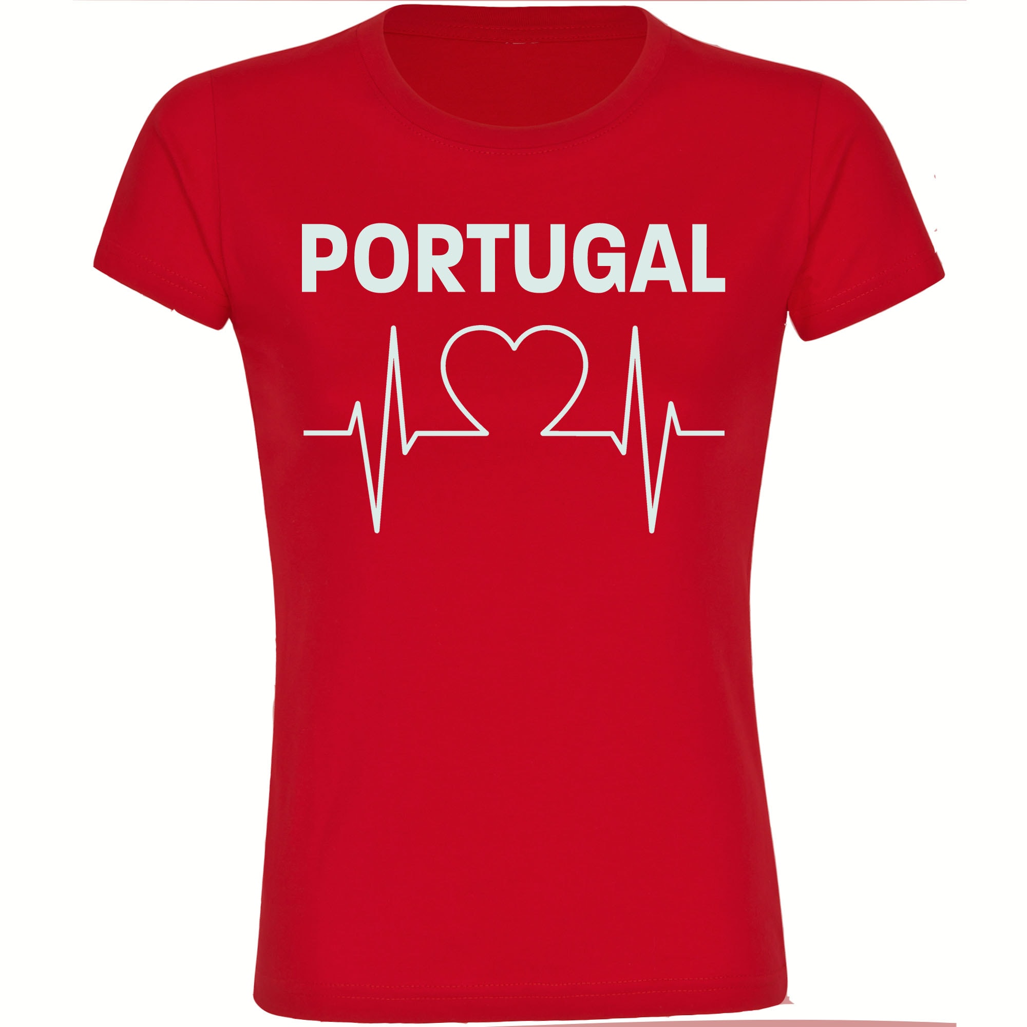 multifanshop Damen T-Shirt - Portugal - Herzschlag - Druck wei&szlig; - Frauen 