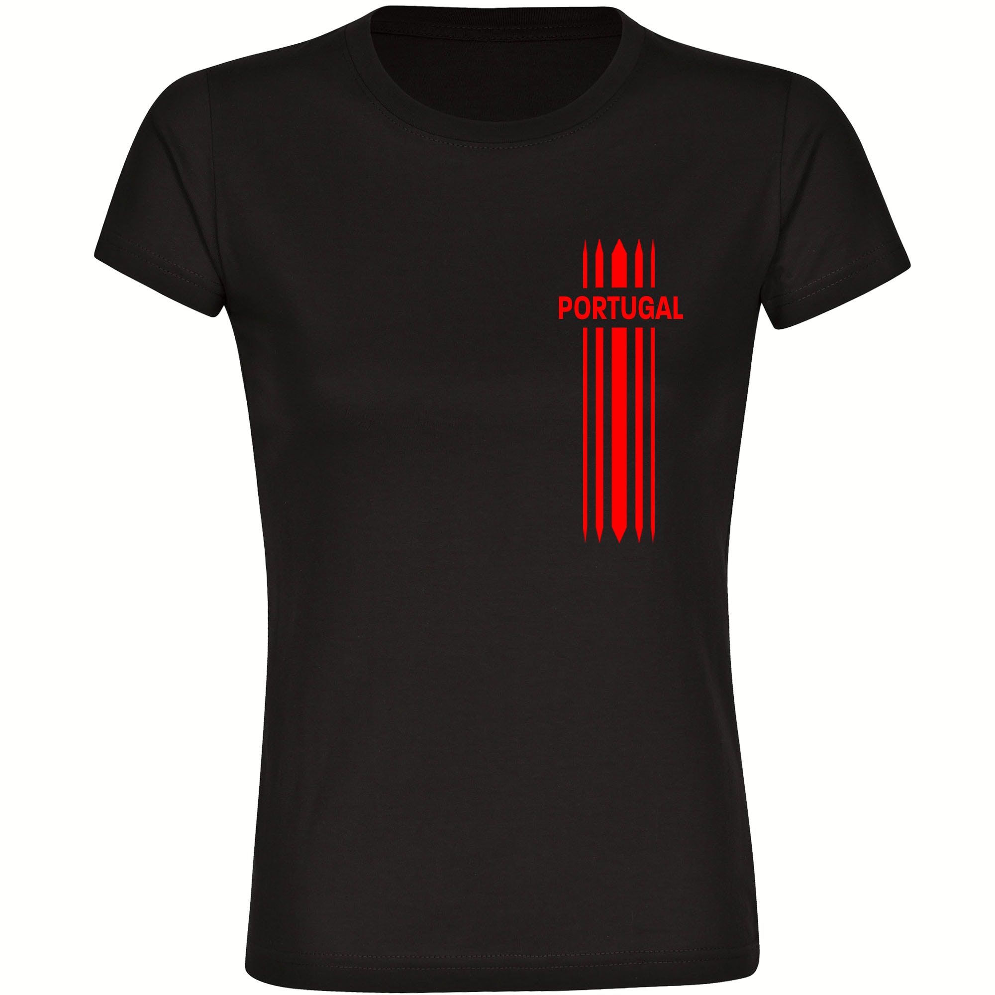 multifanshop Damen T-Shirt - Portugal - Streifen - Druck rot - Frauen 