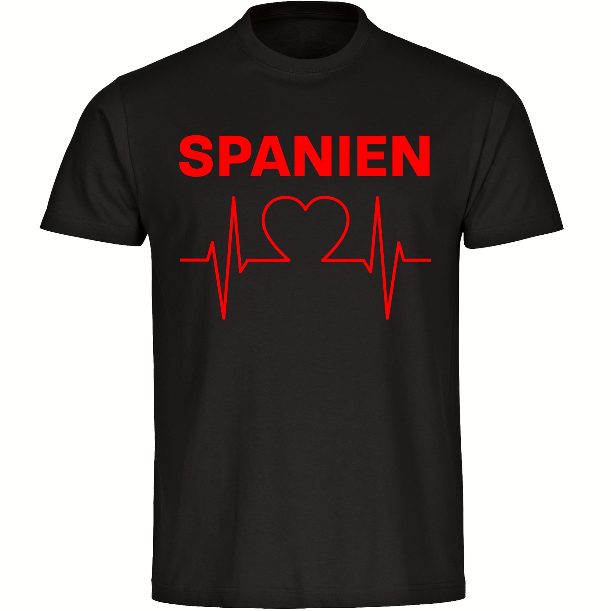multifanshop Herren T-Shirt - Spanien - Herzschlag - Druck rot - M&auml;nner 
