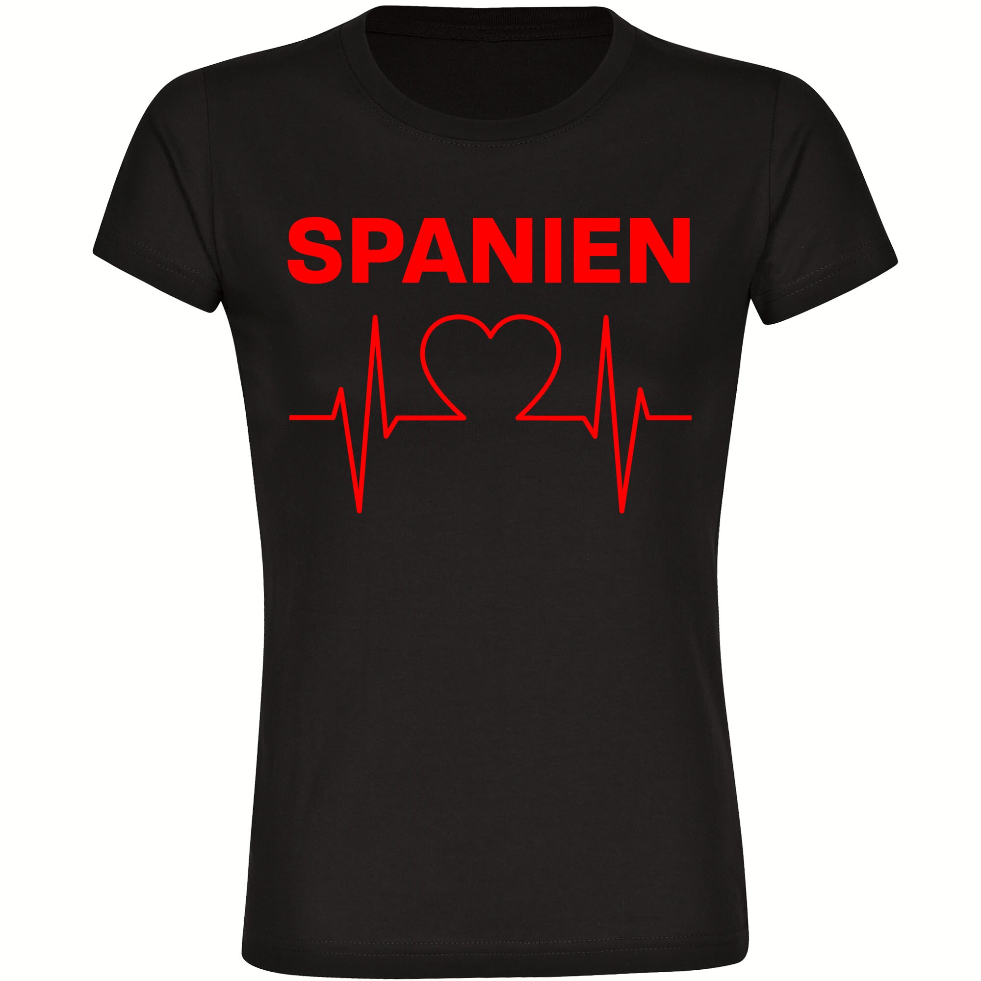 multifanshop Damen T-Shirt - Spanien - Herzschlag - Druck rot - Frauen 