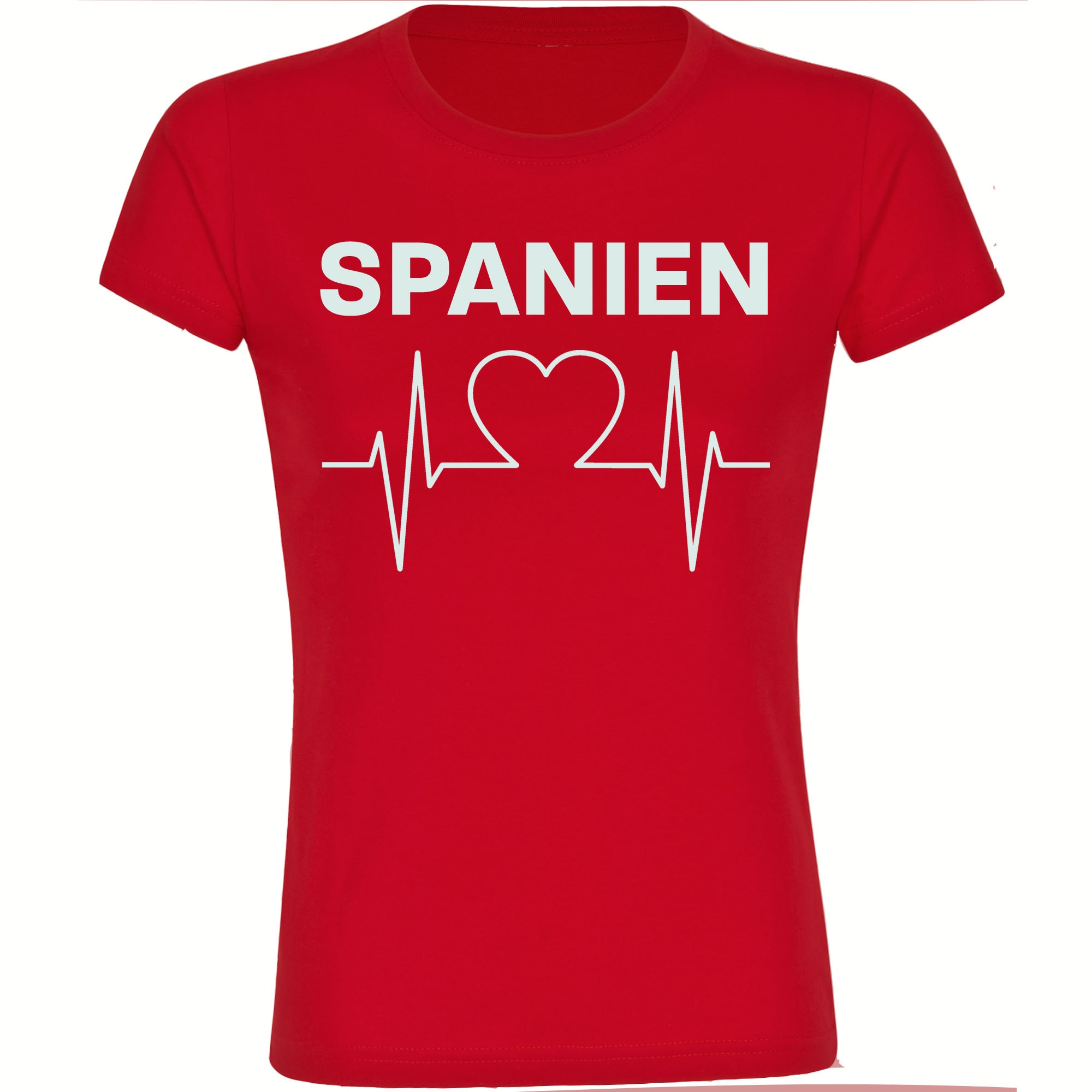 multifanshop Damen T-Shirt - Spanien - Herzschlag - Druck wei&szlig; - Frauen 