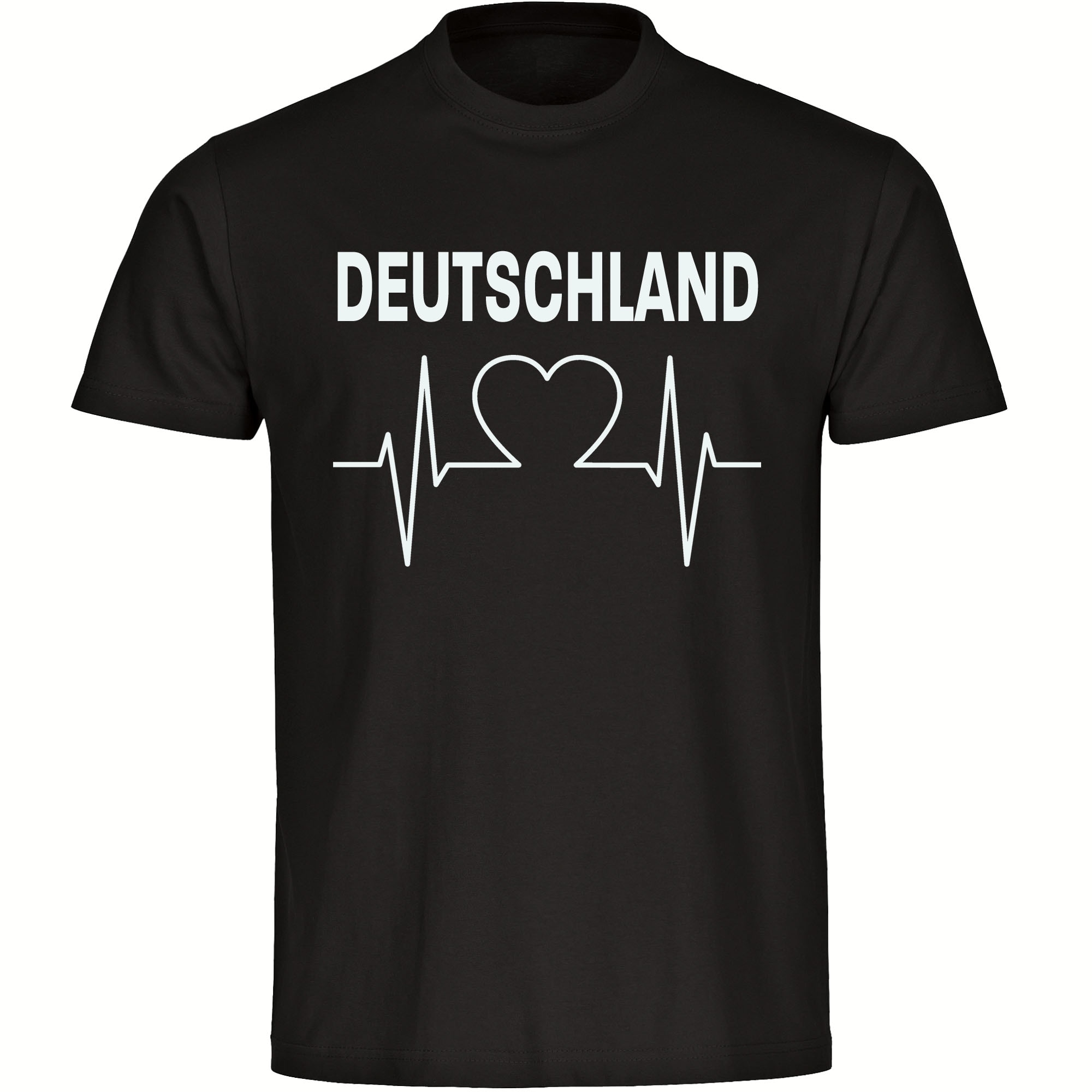 multifanshop Herren T-Shirt - Deutschland - Herzschlag - Druck wei&szlig; - M&auml;nner 
