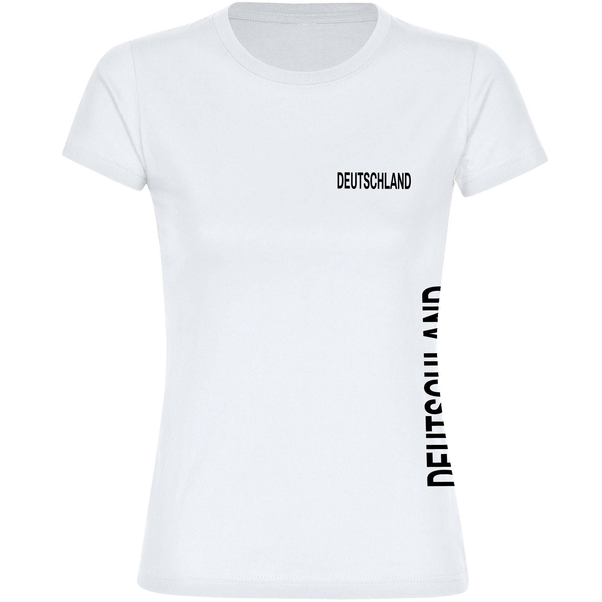 multifanshop Damen T-Shirt - Deutschland - Brust & Seite - Druck schwarz - Frauen 