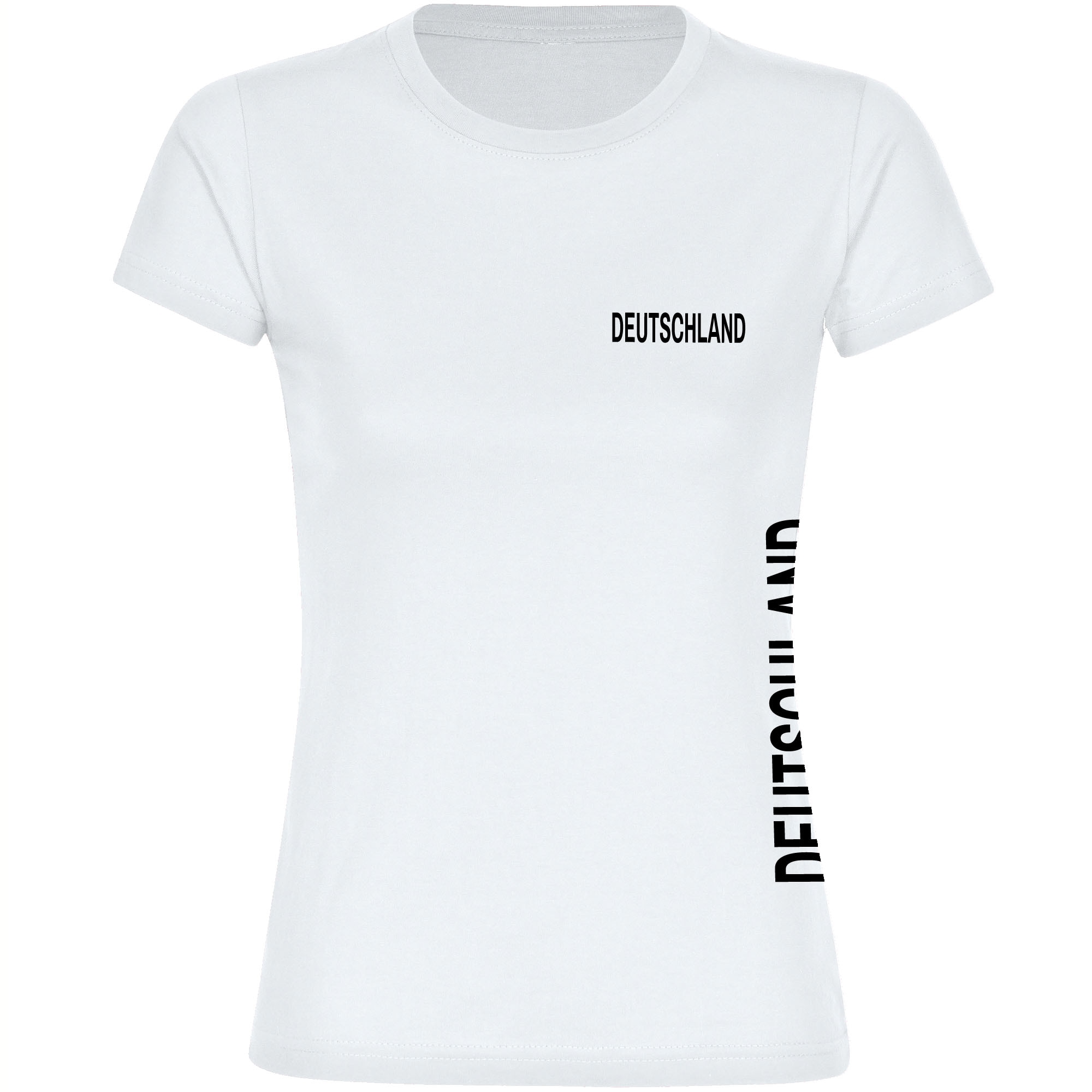 multifanshop Damen T-Shirt - Deutschland - Brust & Seite - Druck schwarz - Frauen 