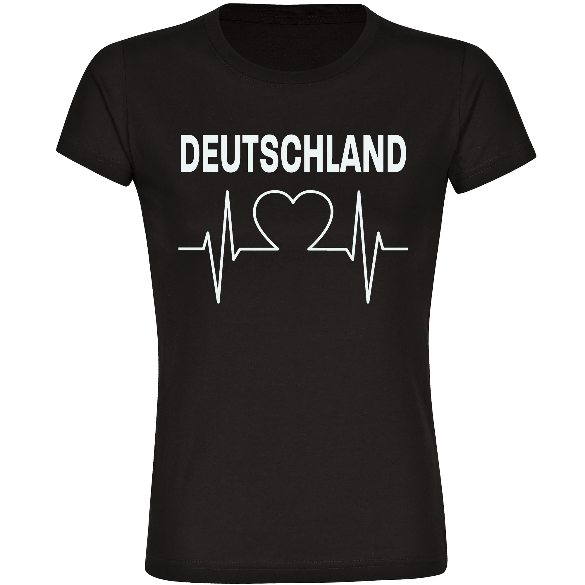 multifanshop Damen T-Shirt - Deutschland - Herzschlag - Druck wei&szlig; - Frauen 