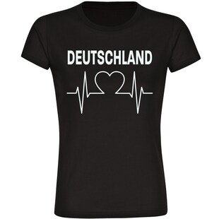 multifanshop Damen T-Shirt - Deutschland - Herzschlag - Druck weiß - Frauen 