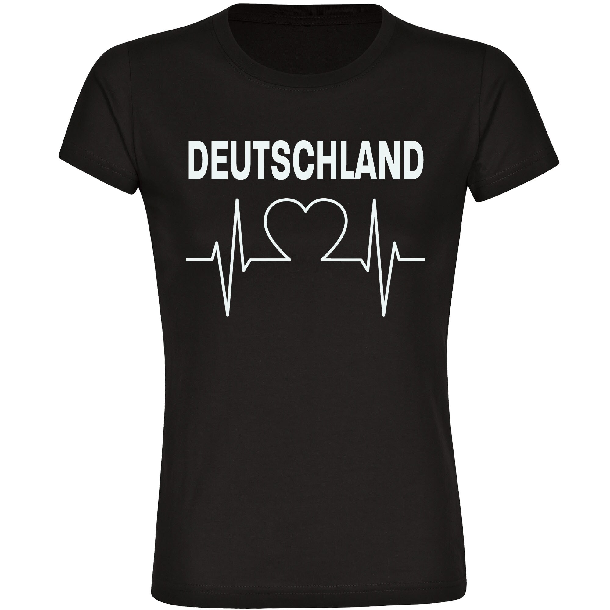 multifanshop Damen T-Shirt - Deutschland - Herzschlag - Druck wei&szlig; - Frauen 