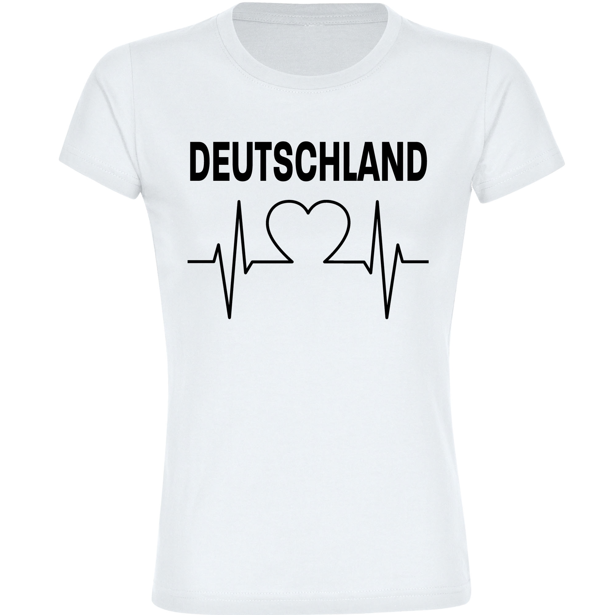 multifanshop Damen T-Shirt - Deutschland - Herzschlag - Druck schwarz - Frauen 