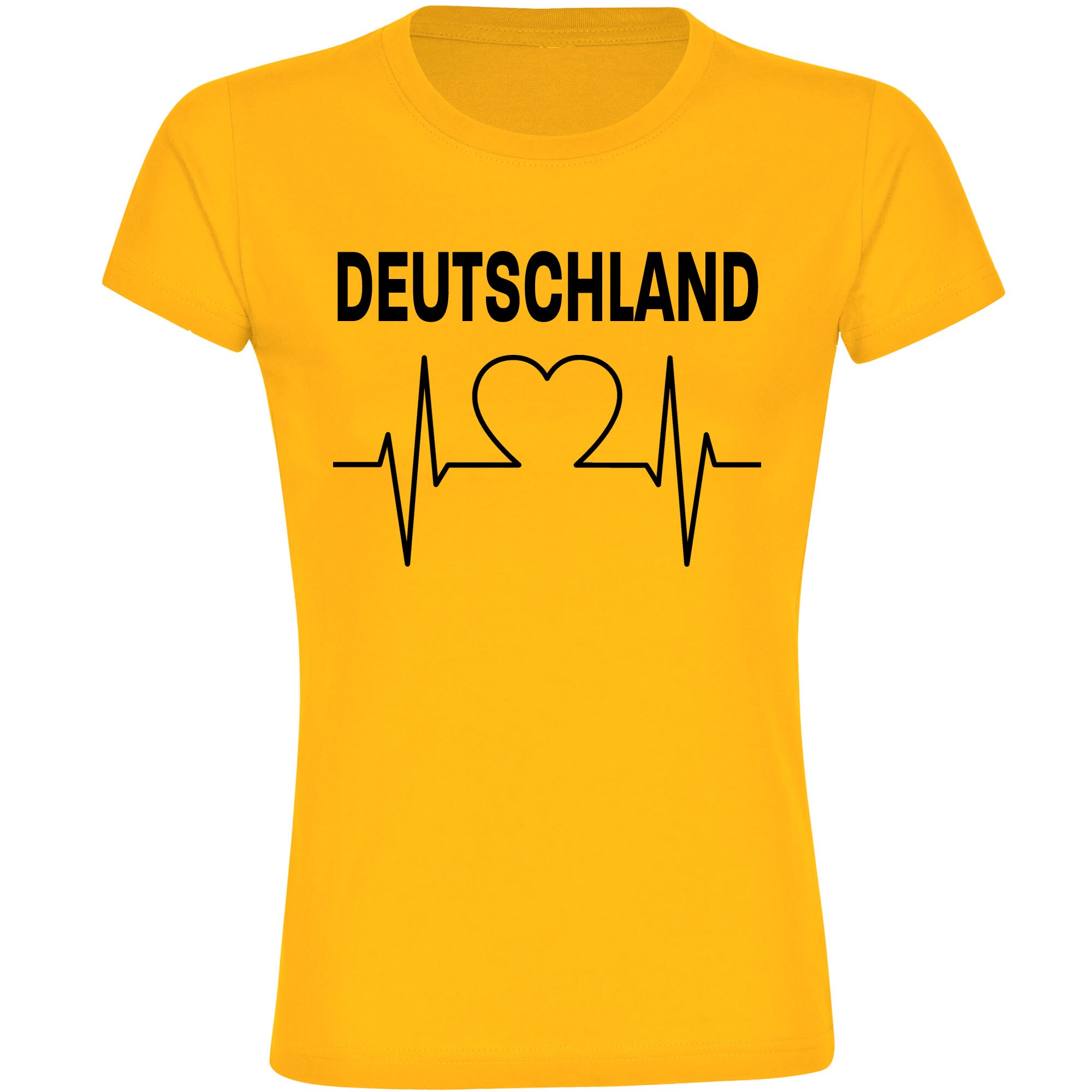 multifanshop Damen T-Shirt - Deutschland - Herzschlag - Druck schwarz - Frauen 