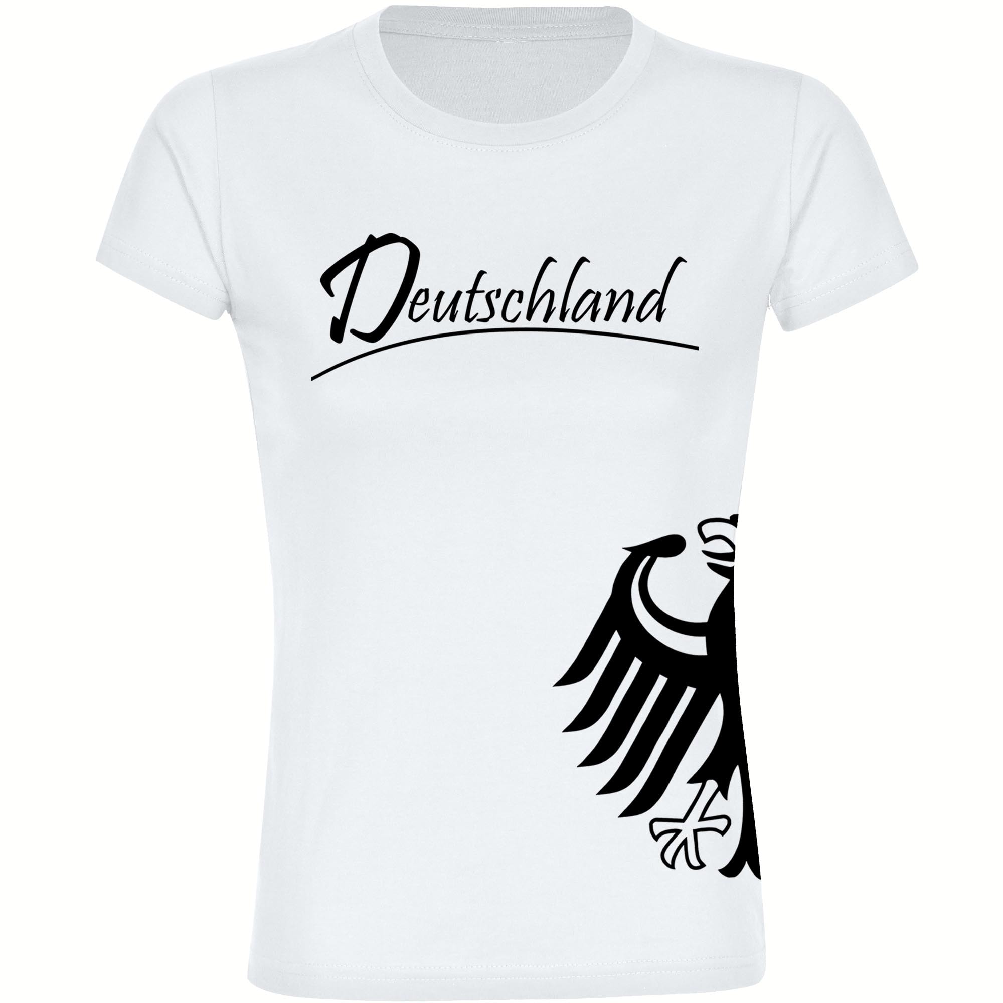 multifanshop Damen T-Shirt - Deutschland - Adler seitlich - Druck schwarz - Frauen 