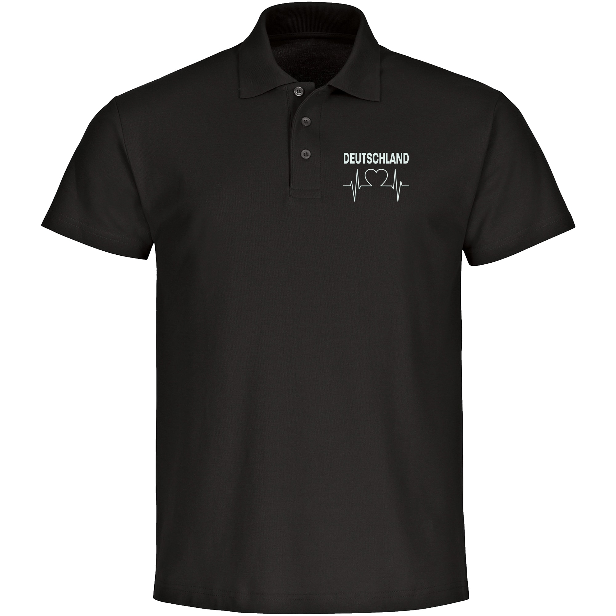 multifanshop Poloshirt - Deutschland - Herzschlag - Druck wei&szlig; - Polo 