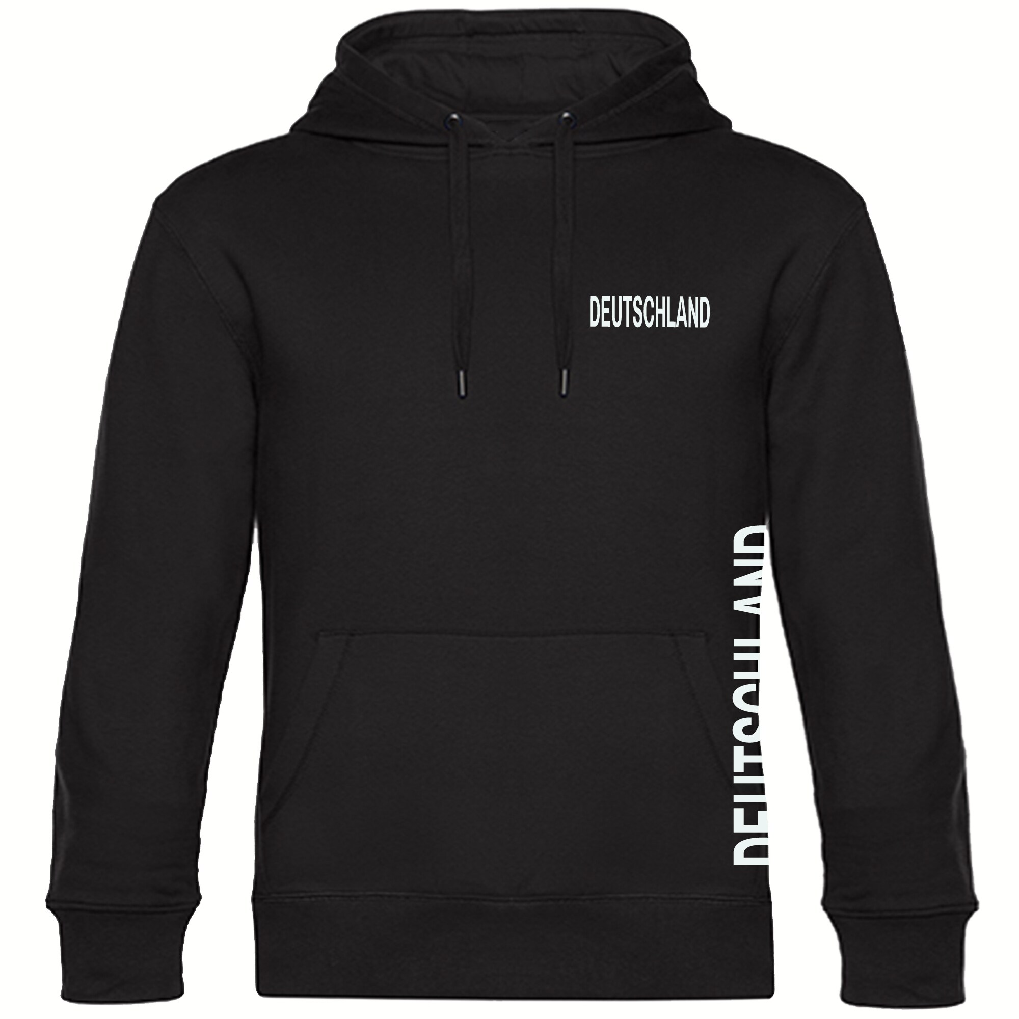multifanshop Kapuzen Sweatshirt - Deutschland - Brust & Seite - Druck wei&szlig; - Hoodie 