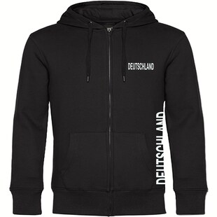 multifanshop Kapuzen Sweatshirt Jacke - Deutschland - Brust & Seite - Druck weiß - Sweat 