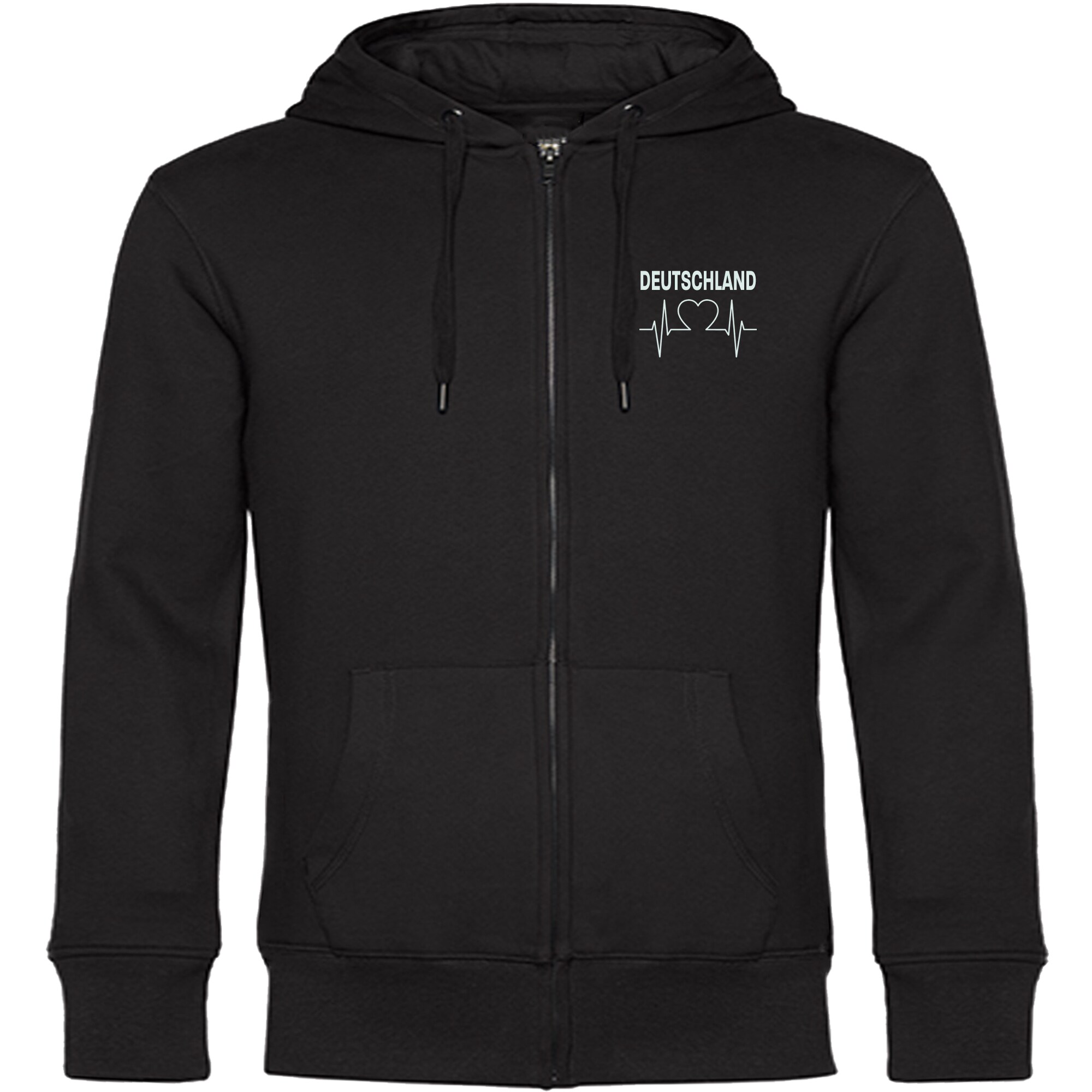 multifanshop Kapuzen Sweatshirt Jacke - Deutschland - Herzschlag - Druck wei&szlig; - Sweat 