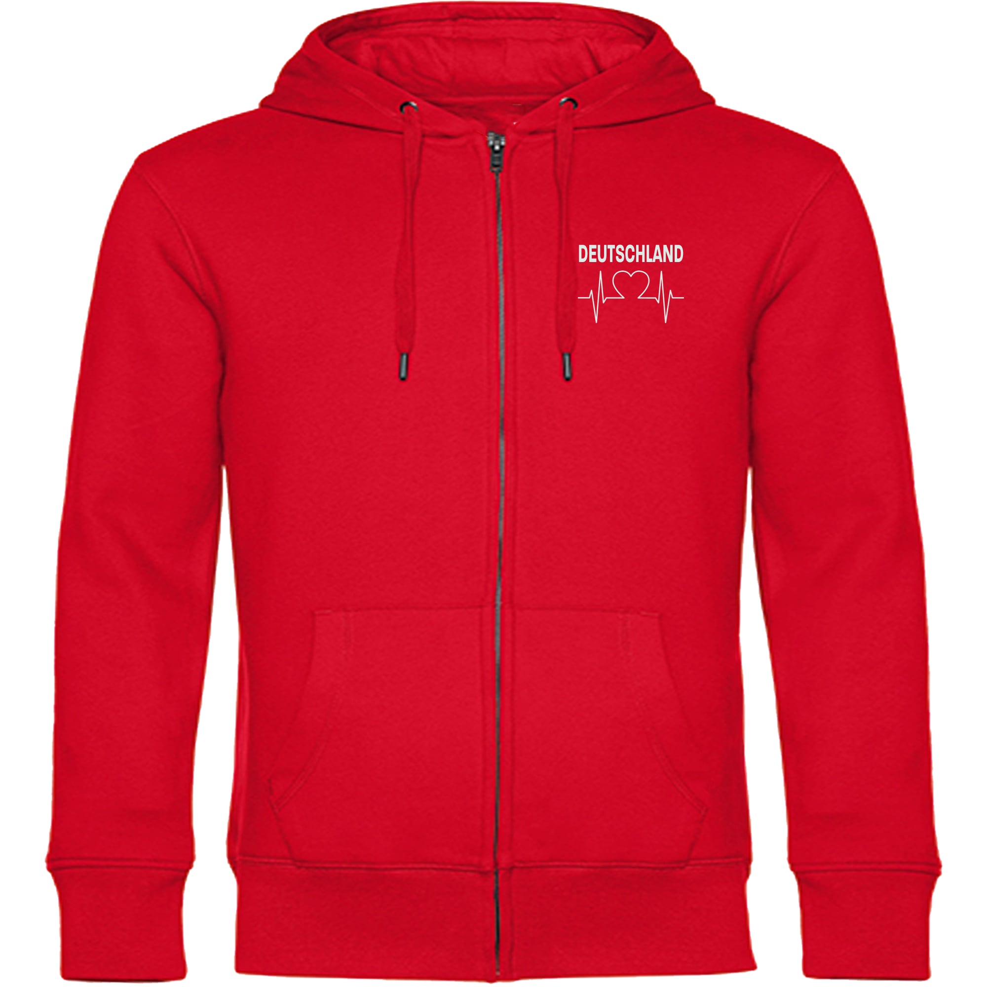 multifanshop Kapuzen Sweatshirt Jacke - Deutschland - Herzschlag - Druck wei&szlig; - Sweat 