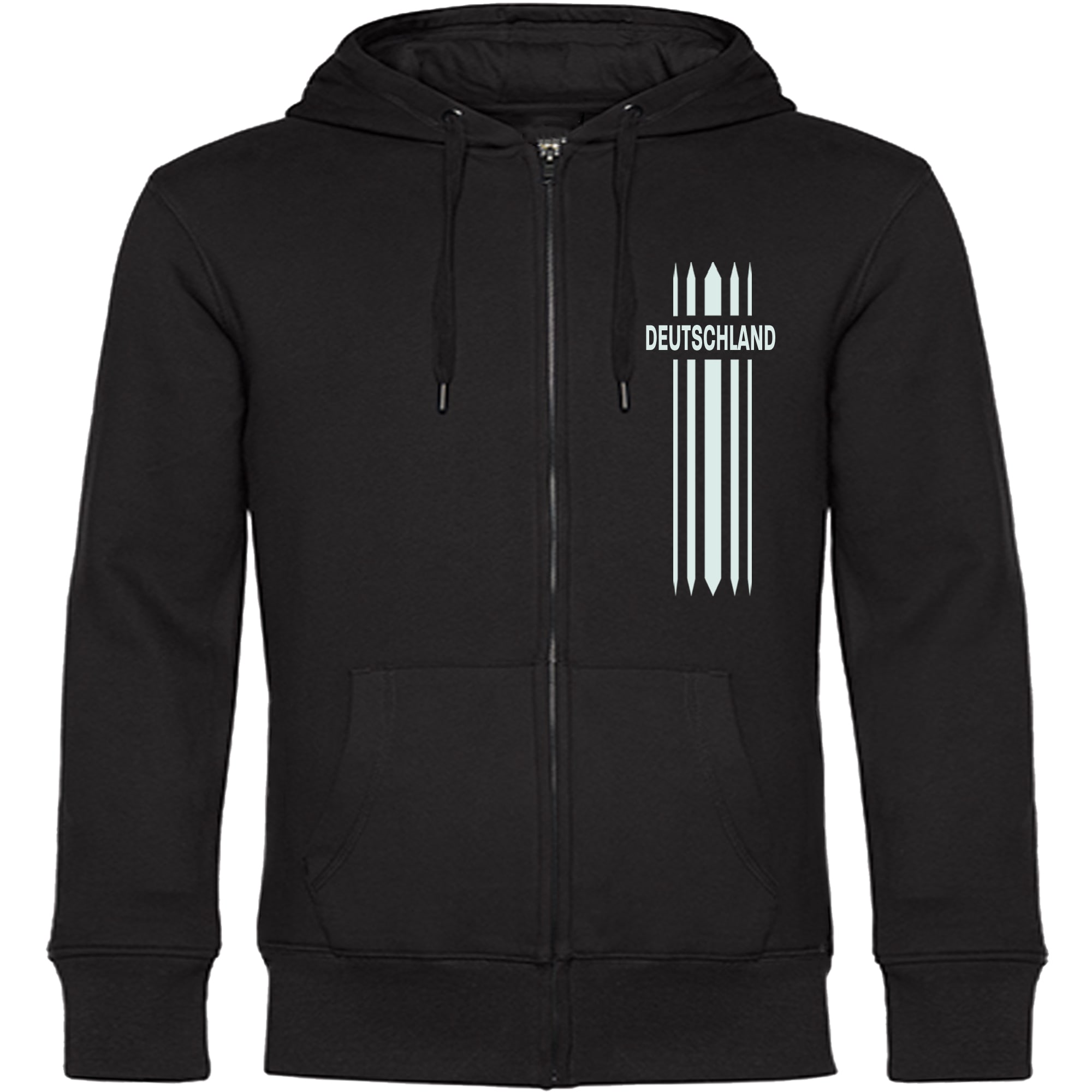 multifanshop Kapuzen Sweatshirt Jacke - Deutschland - Streifen - Druck wei&szlig; - Sweat 