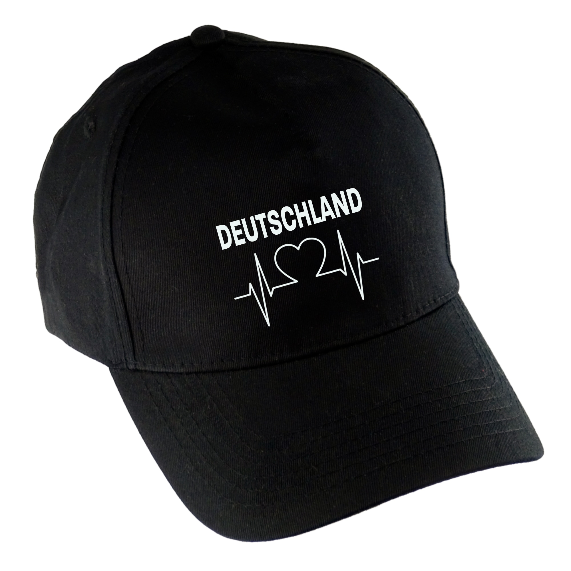 multifanshop Baseballcap - Deutschland - Herzschlag - Druck wei&szlig; - M&uuml;tze 