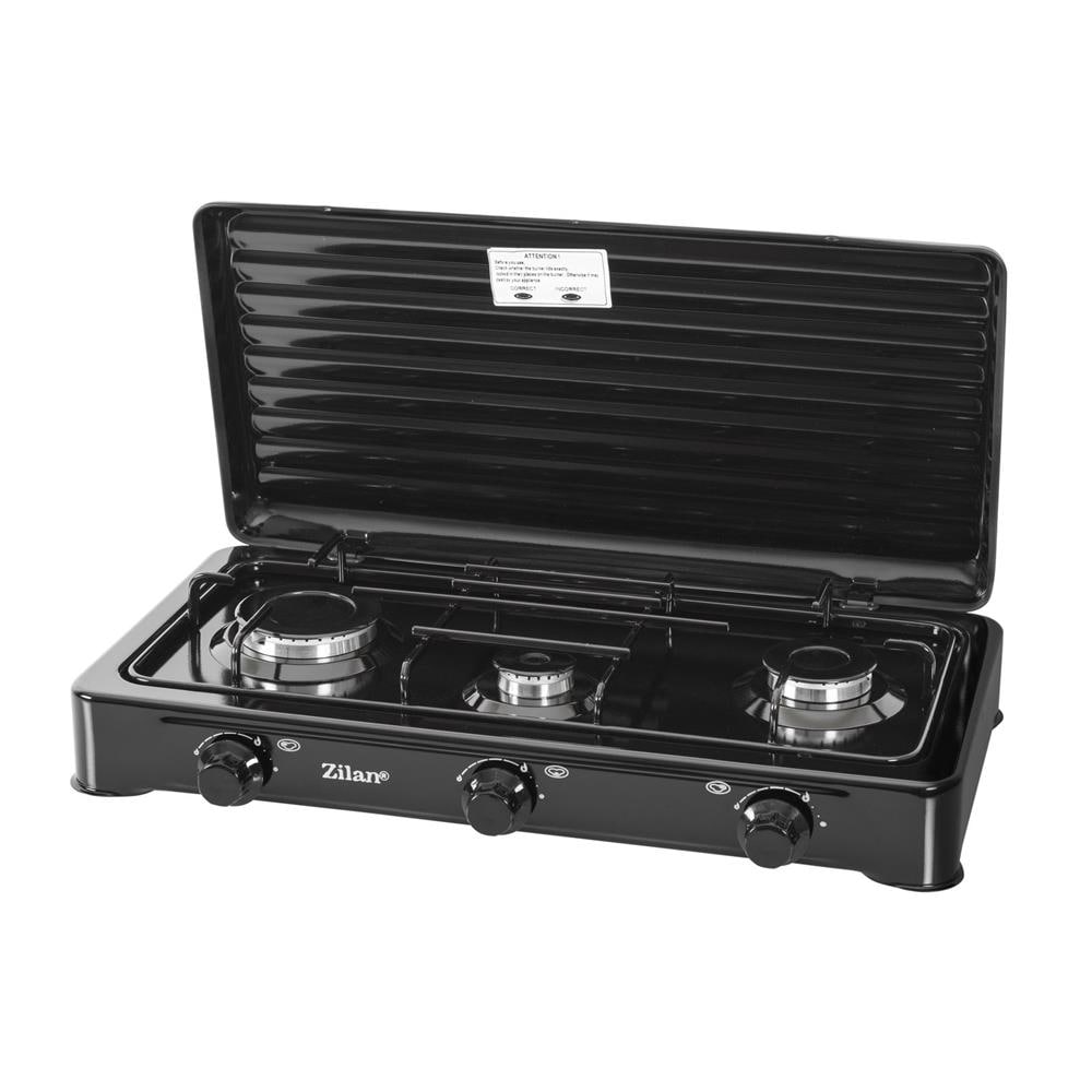 Zilan Gaskocher 3 flammig Campingkocher Kochfeld Gasherd schwarz 