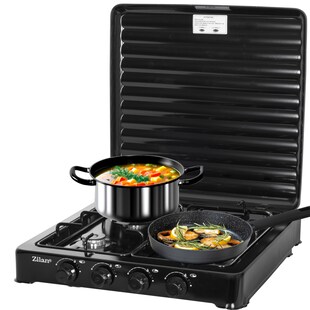 Zilan Gaskocher 4 flammig Campingkocher Kochfeld Gasherd schwarz 