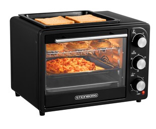 Steinborg 3in1 Minibackofen 20L mit Grillplatte Umluft 1300W schwarz 