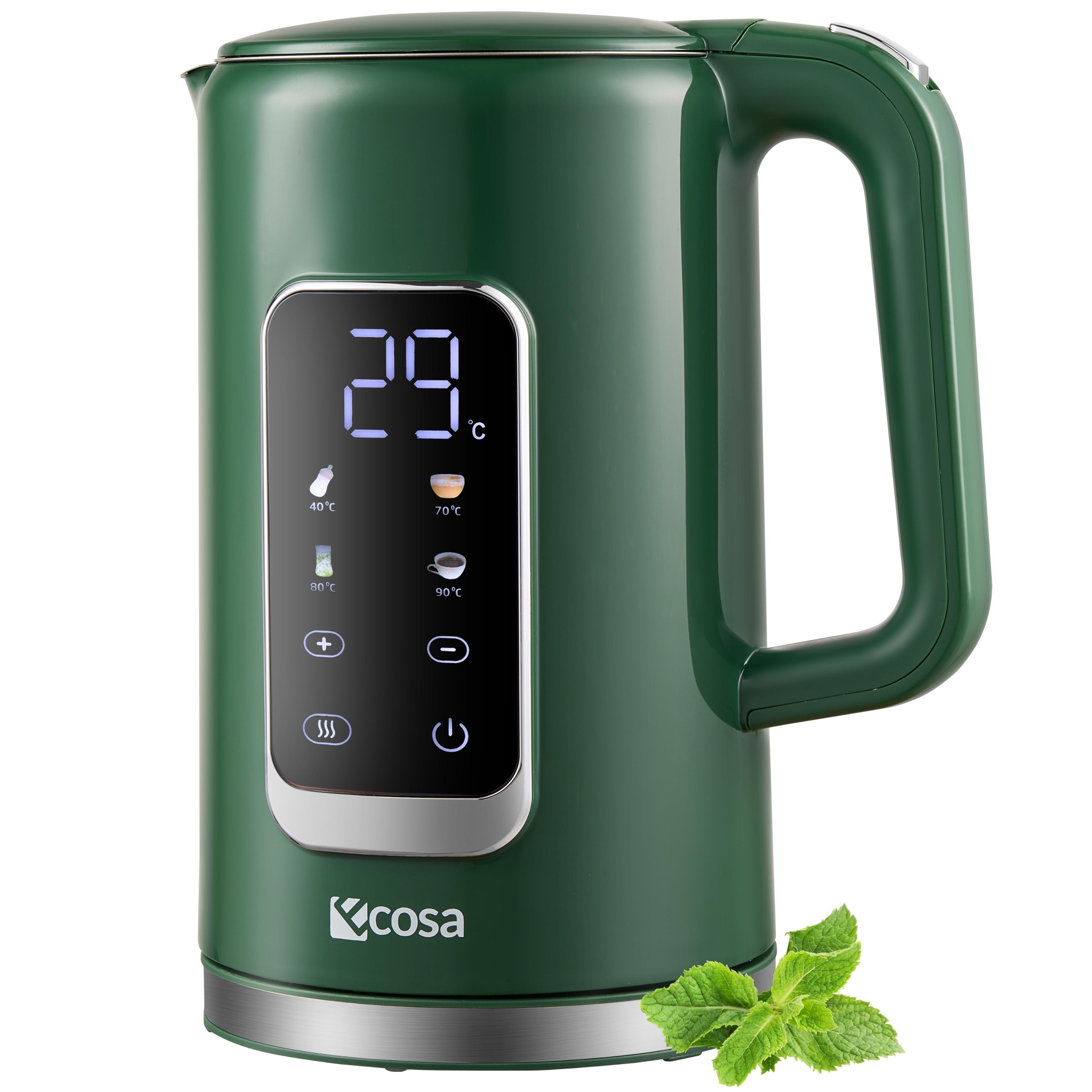 Ecosa Edelstahl Wasserkocher m. Temperatureinstellung 1.7L 2200W Gr&uuml;n 