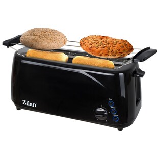 Zilan Langschlitz Toaster 4 Scheiben 1400W Brötchenaufsatz schwarz 