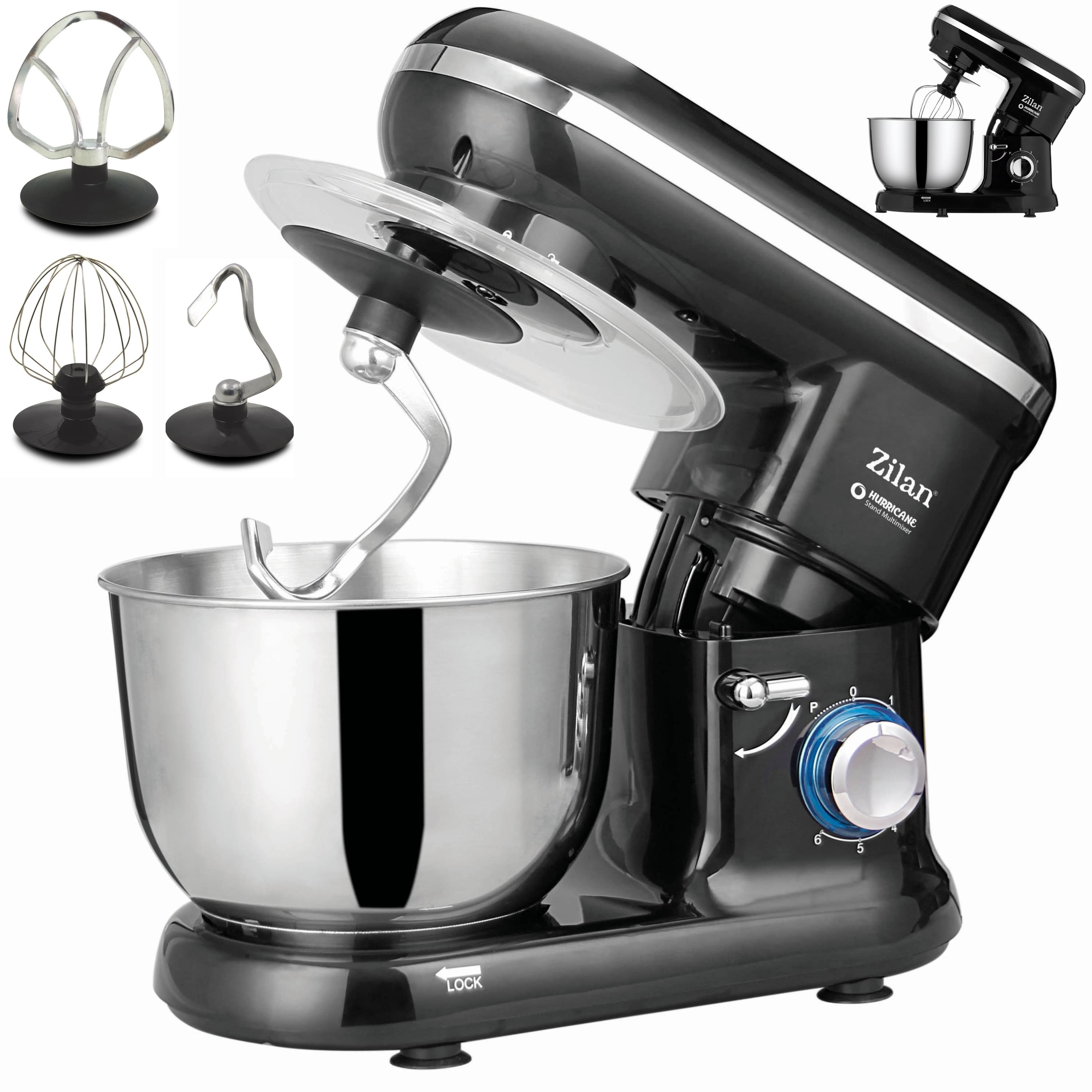 Zilan K&uuml;chenmaschine 1000 Watt 6 Geschwindigkeitsstufen Pulsfunktion 4,5L 