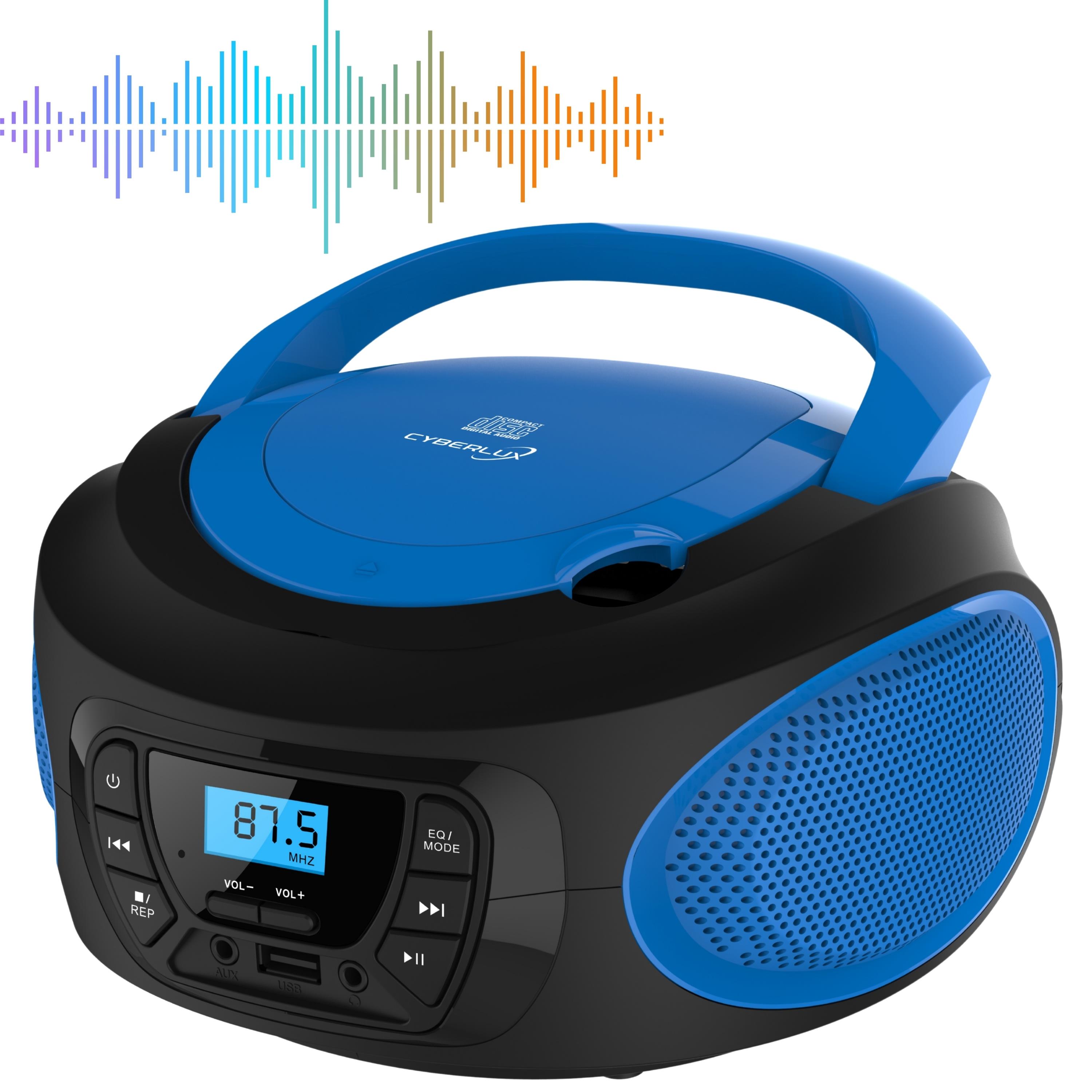 Cyberlux Tragbarer CD-Player Kinder Radio CD/MP3 USB Boombox blau 