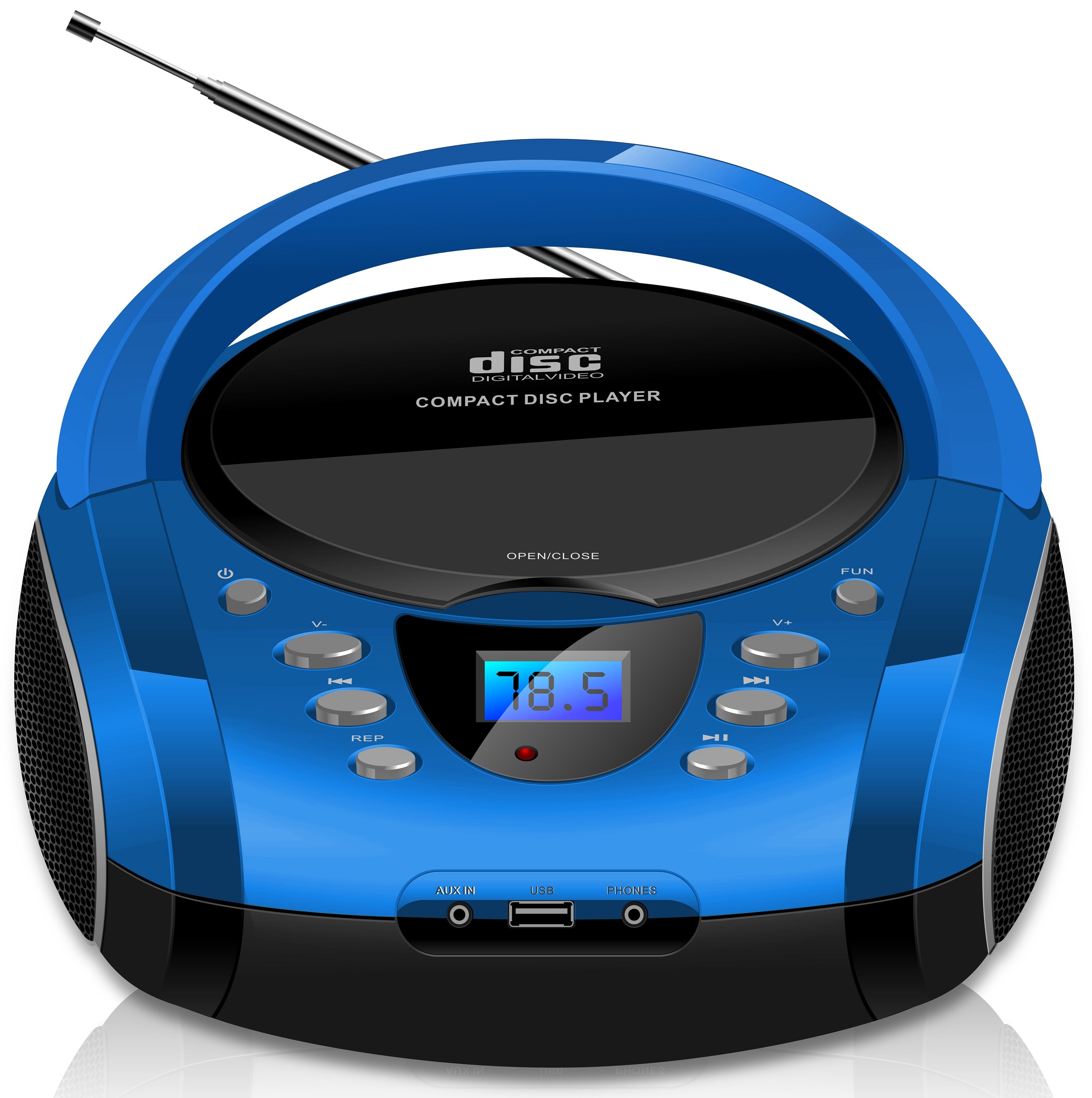 Cyberlux Tragbarer CD-Player Boombox CD/MP3 USB Kinder Radio blau 