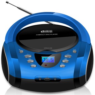 Cyberlux Tragbarer CD-Player Boombox CD/MP3 USB Kinder Radio blau 