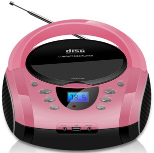 Cyberlux Tragbarer CD-Player Boombox CD/MP3 USB Kinder Radio pink 