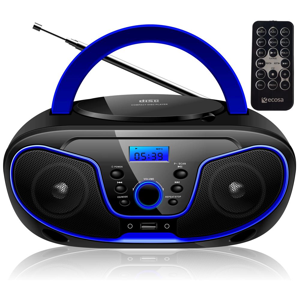 Cyberlux CD-Player Radio mit Fernbedienung CD/MP3 USB AUX-In blau 